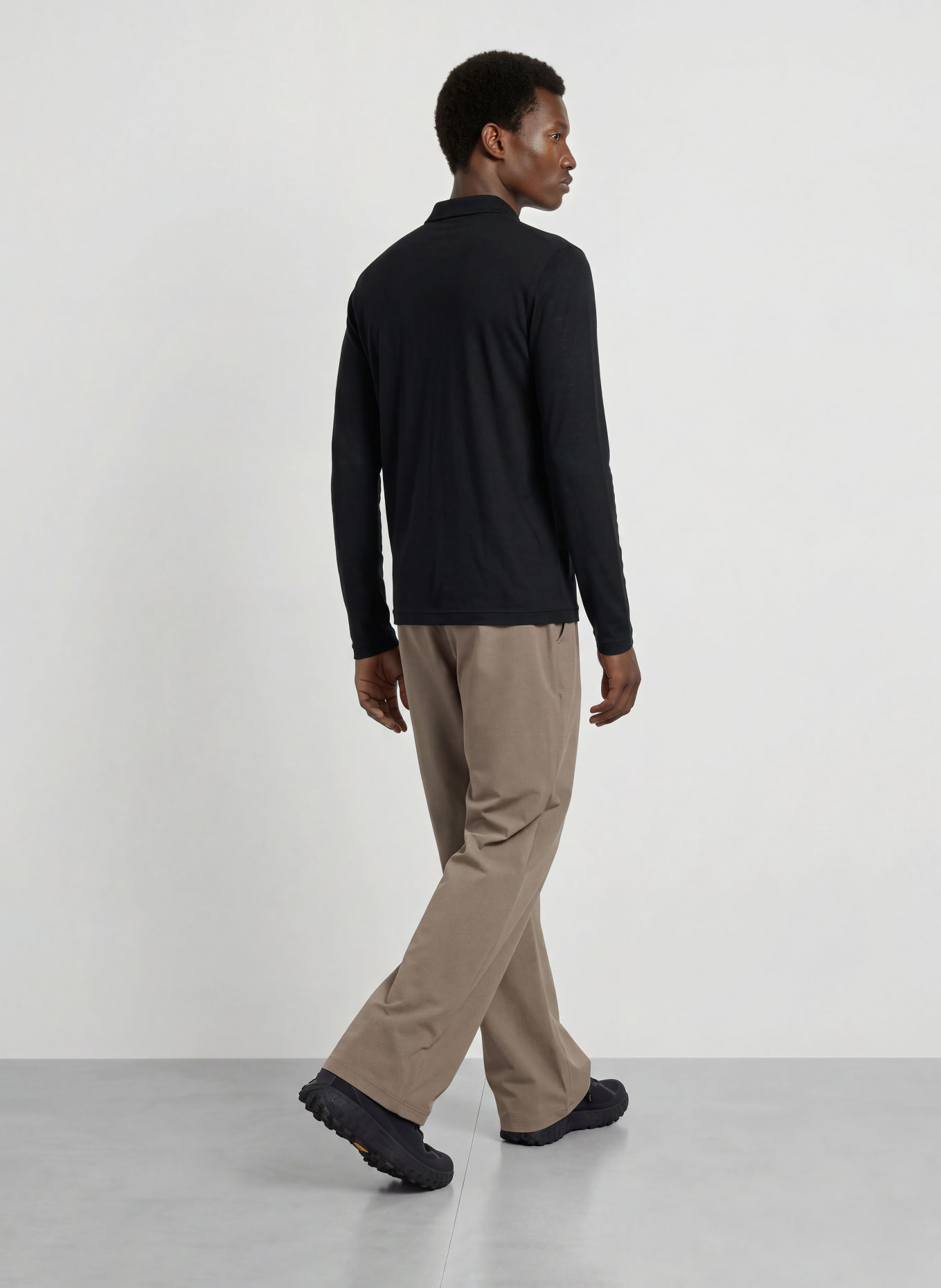 super.natural Functional polo shirt with merino wool: BLACK