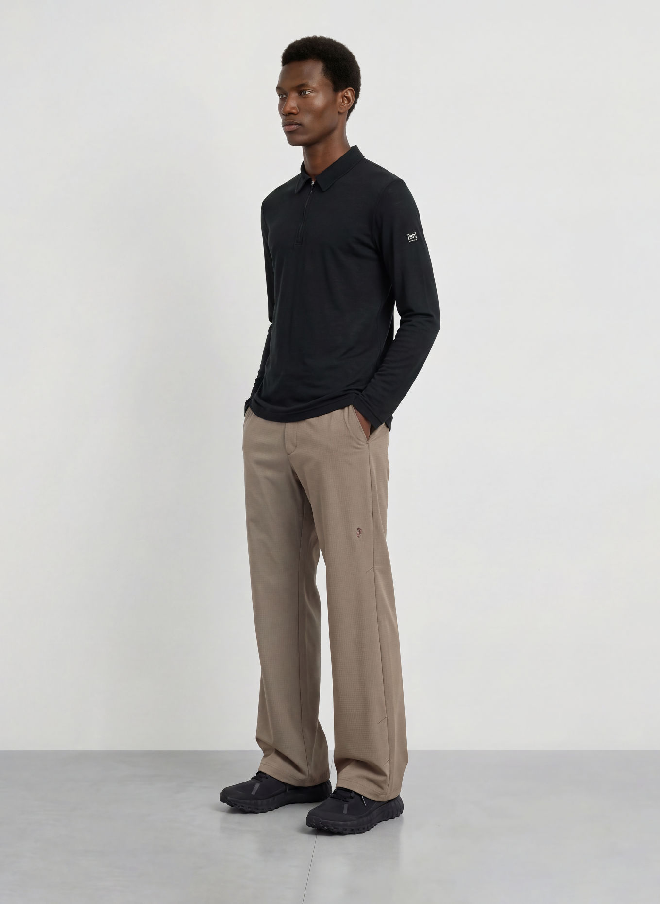 super.natural Functional polo shirt with merino wool: BLACK