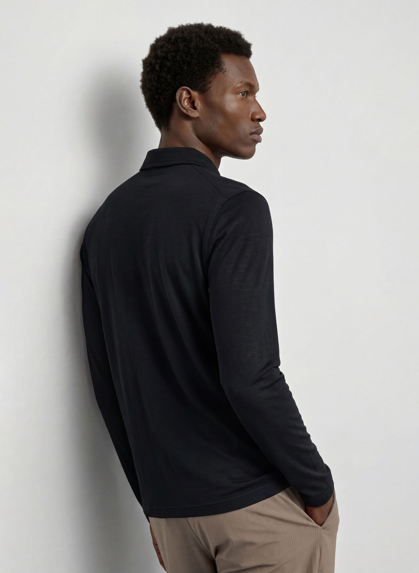 super.natural Functional polo shirt with merino wool: BLACK