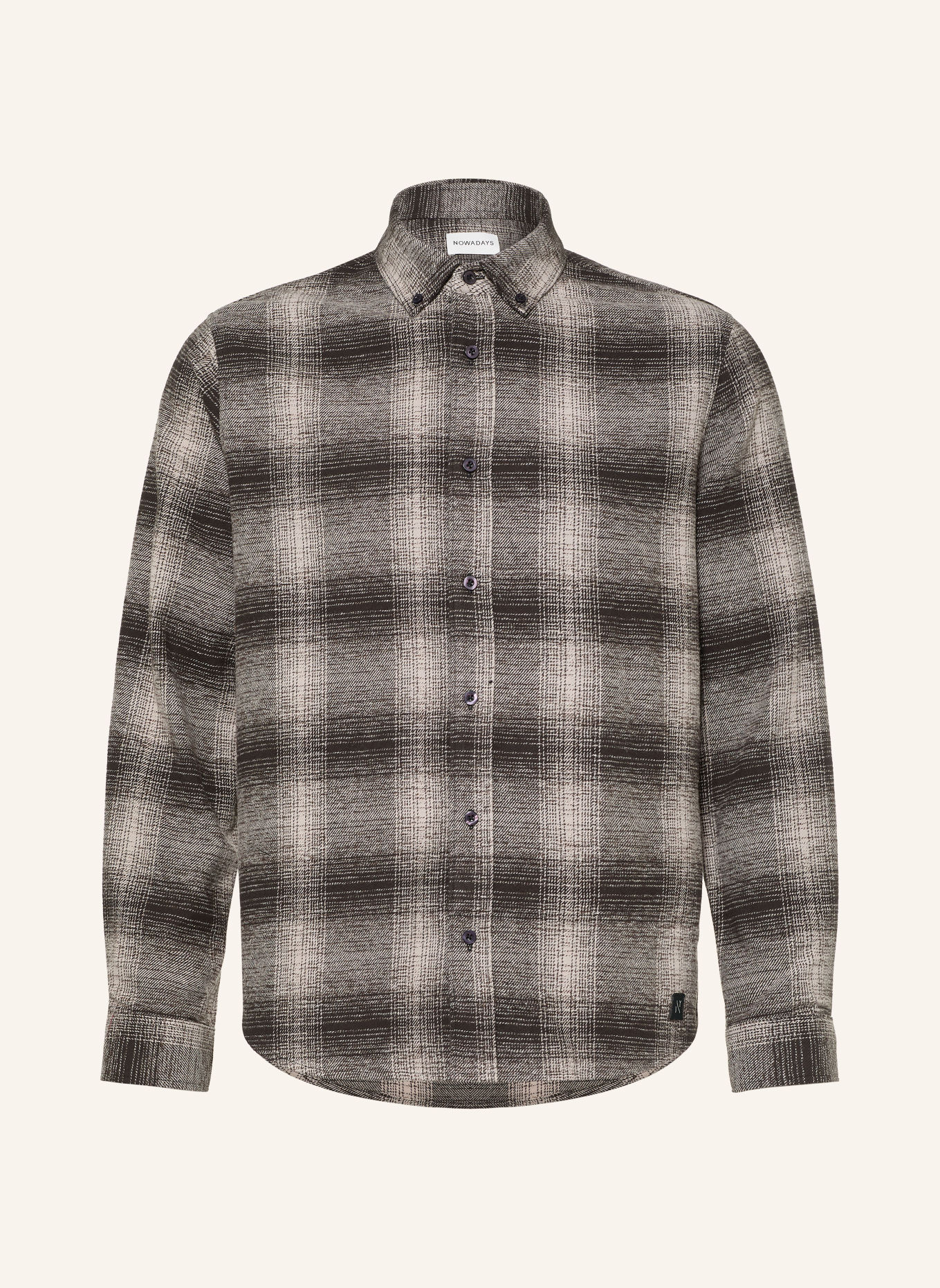 NOWADAYS Flanellhemd Comfort Fit: DUNKELGRAU / HELLGRAU / SCHWARZ