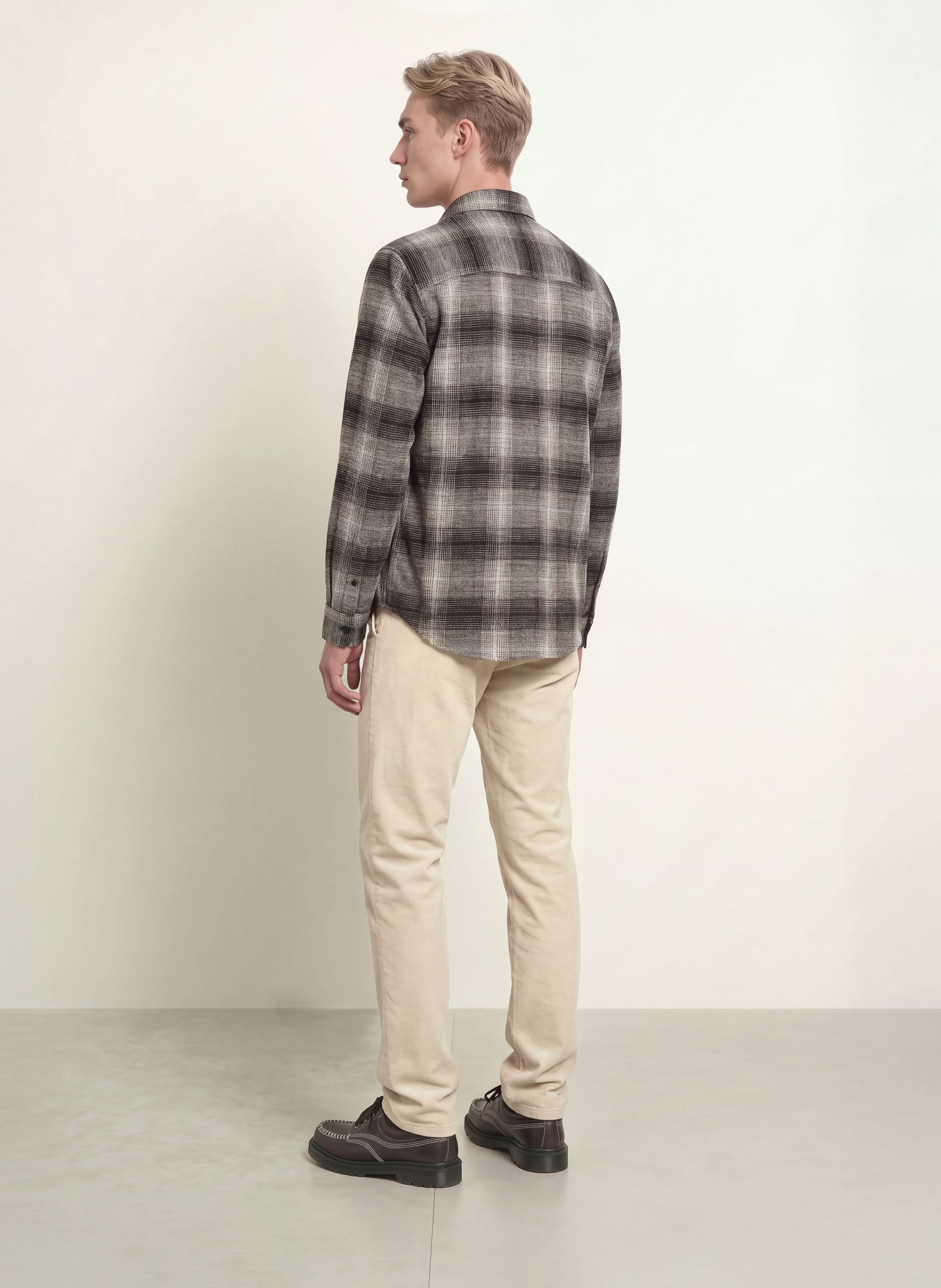 NOWADAYS Flanellhemd Comfort Fit: DUNKELGRAU / HELLGRAU / SCHWARZ