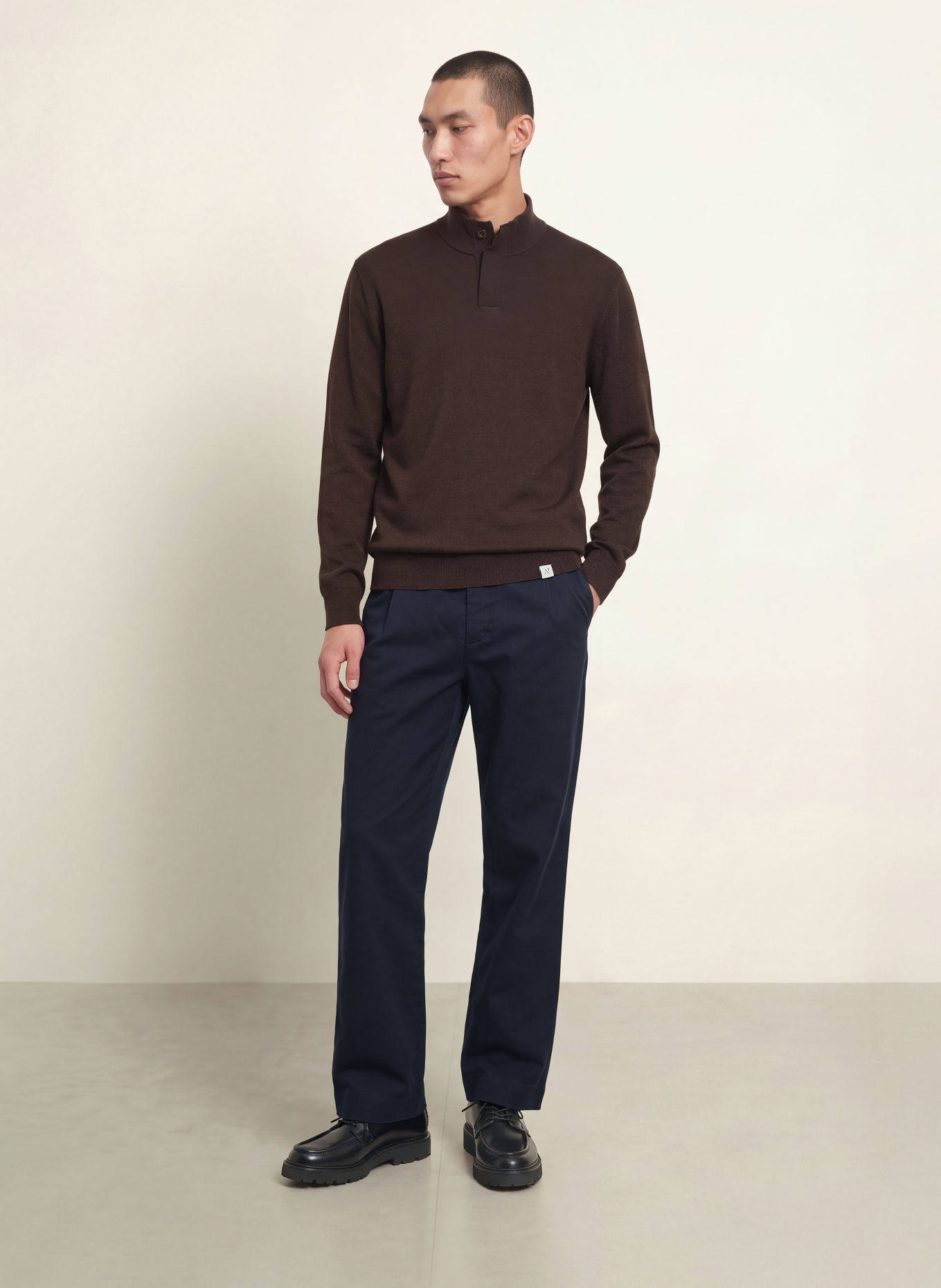 NOWADAYS Half-zip sweater: DARK BROWN
