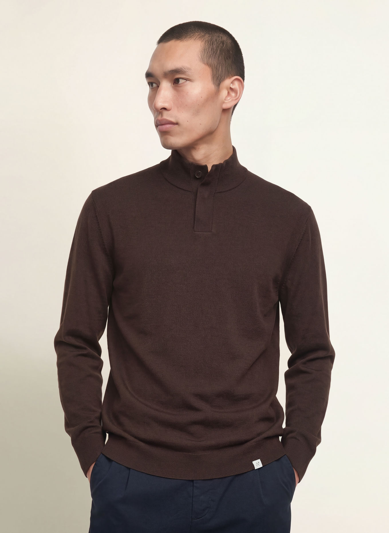NOWADAYS Half-zip sweater: DARK BROWN
