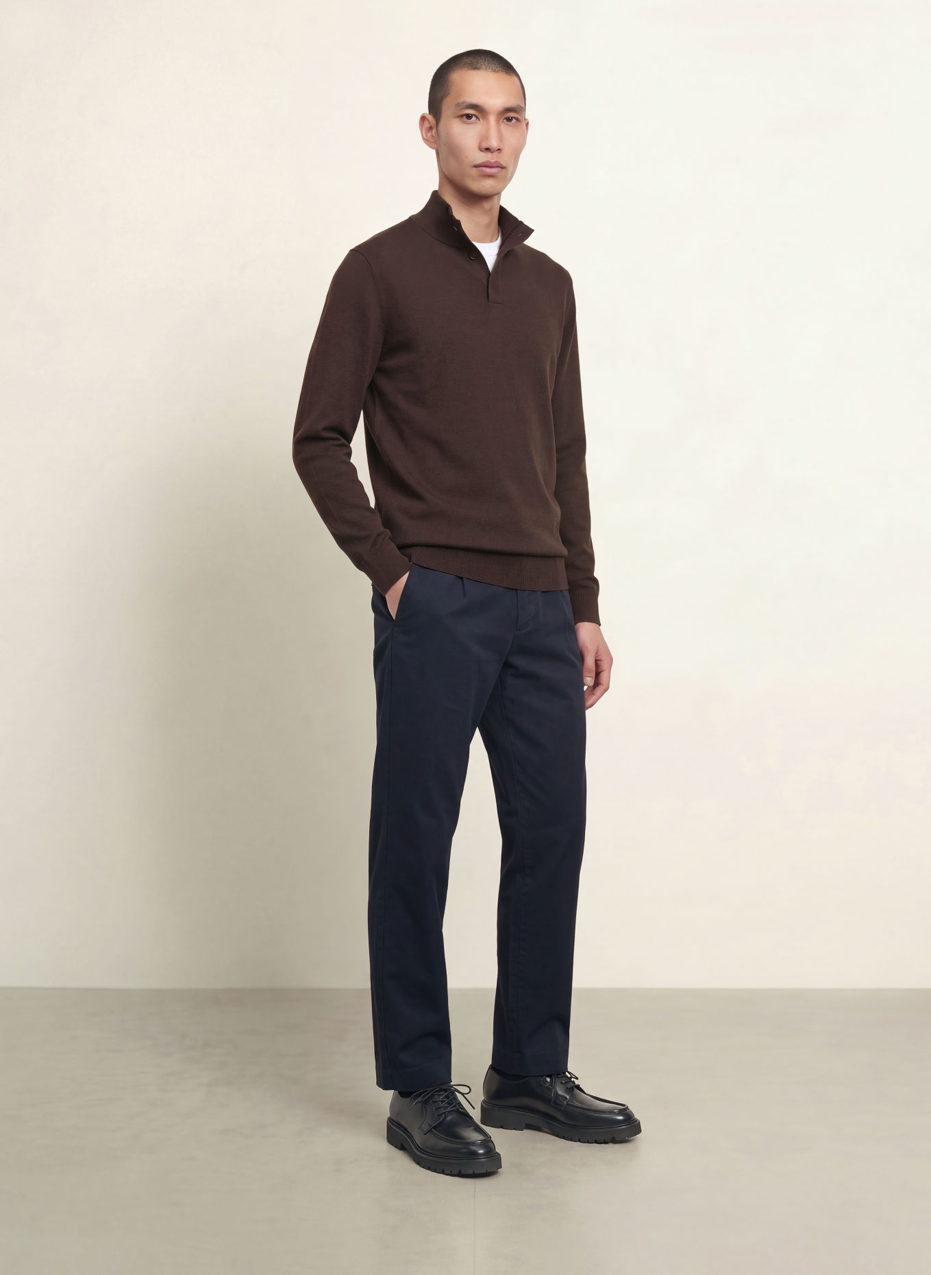 NOWADAYS Half-zip sweater: DARK BROWN