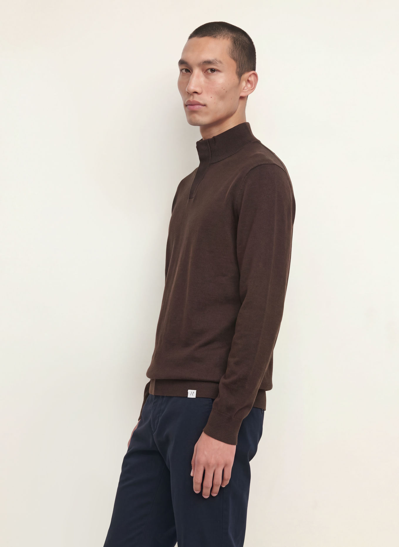 NOWADAYS Half-zip sweater: DARK BROWN