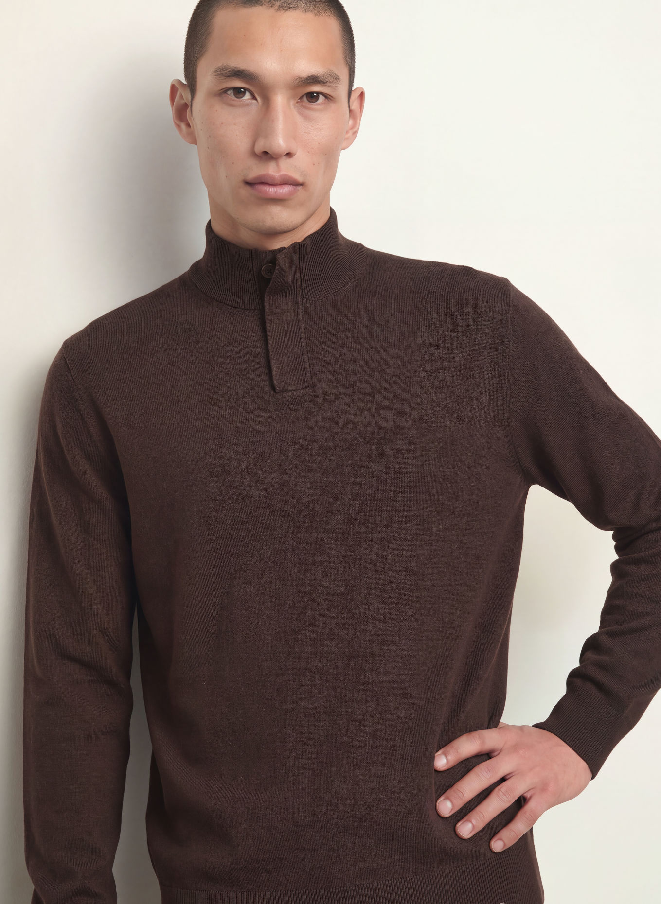 NOWADAYS Half-zip sweater: DARK BROWN