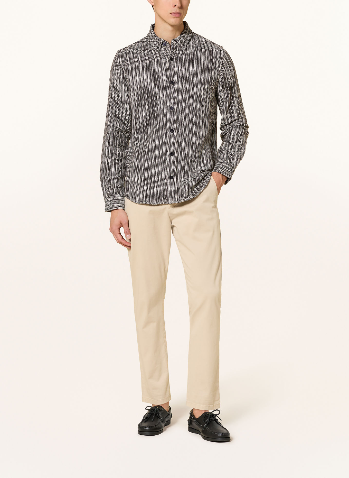 NOWADAYS Comfort Fit Shirt: DARK BROWN / CREAM