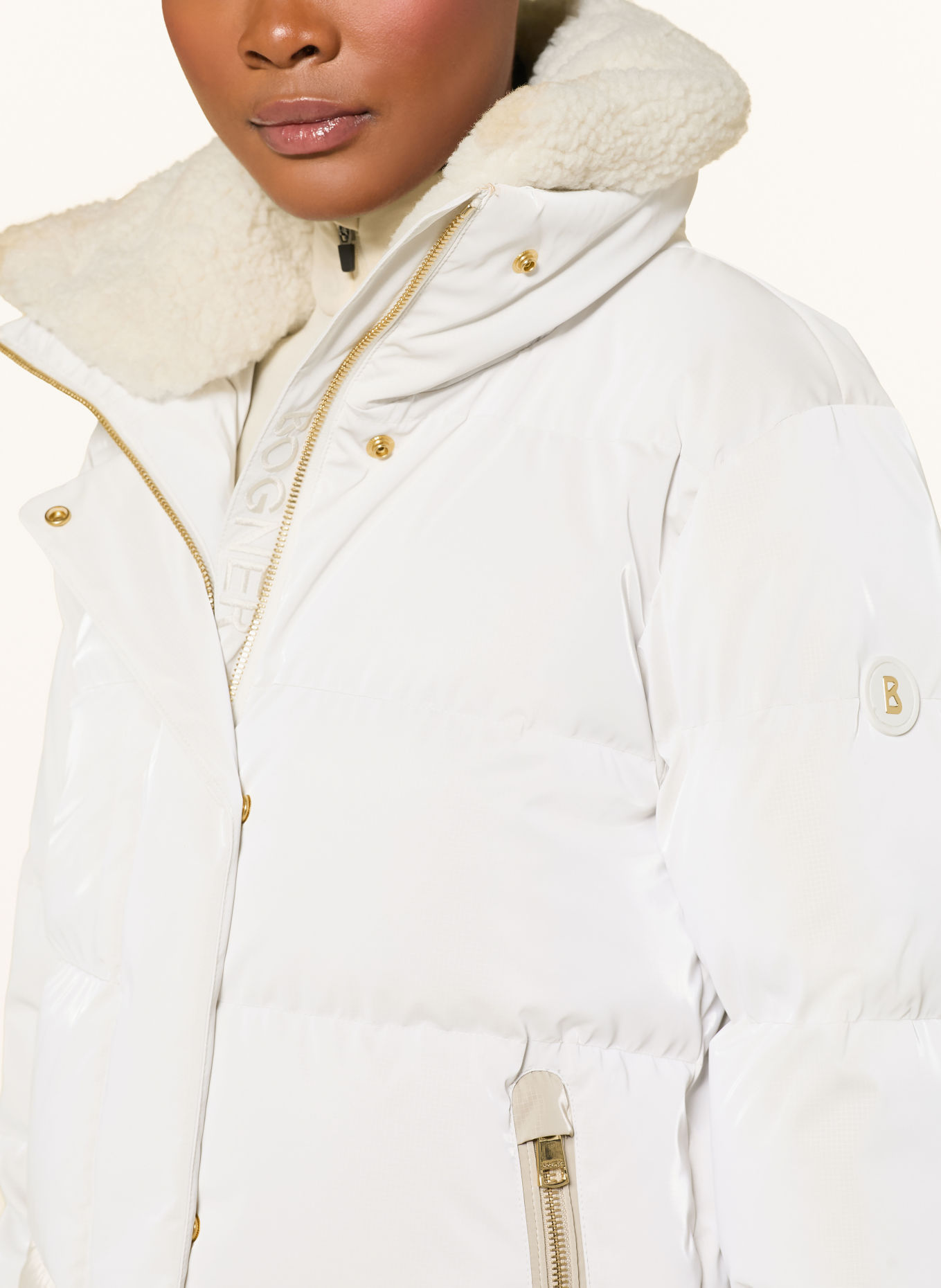 BOGNER Veste de ski en duvet NAIA-D: BLANC / OR / MARRON CLAIR