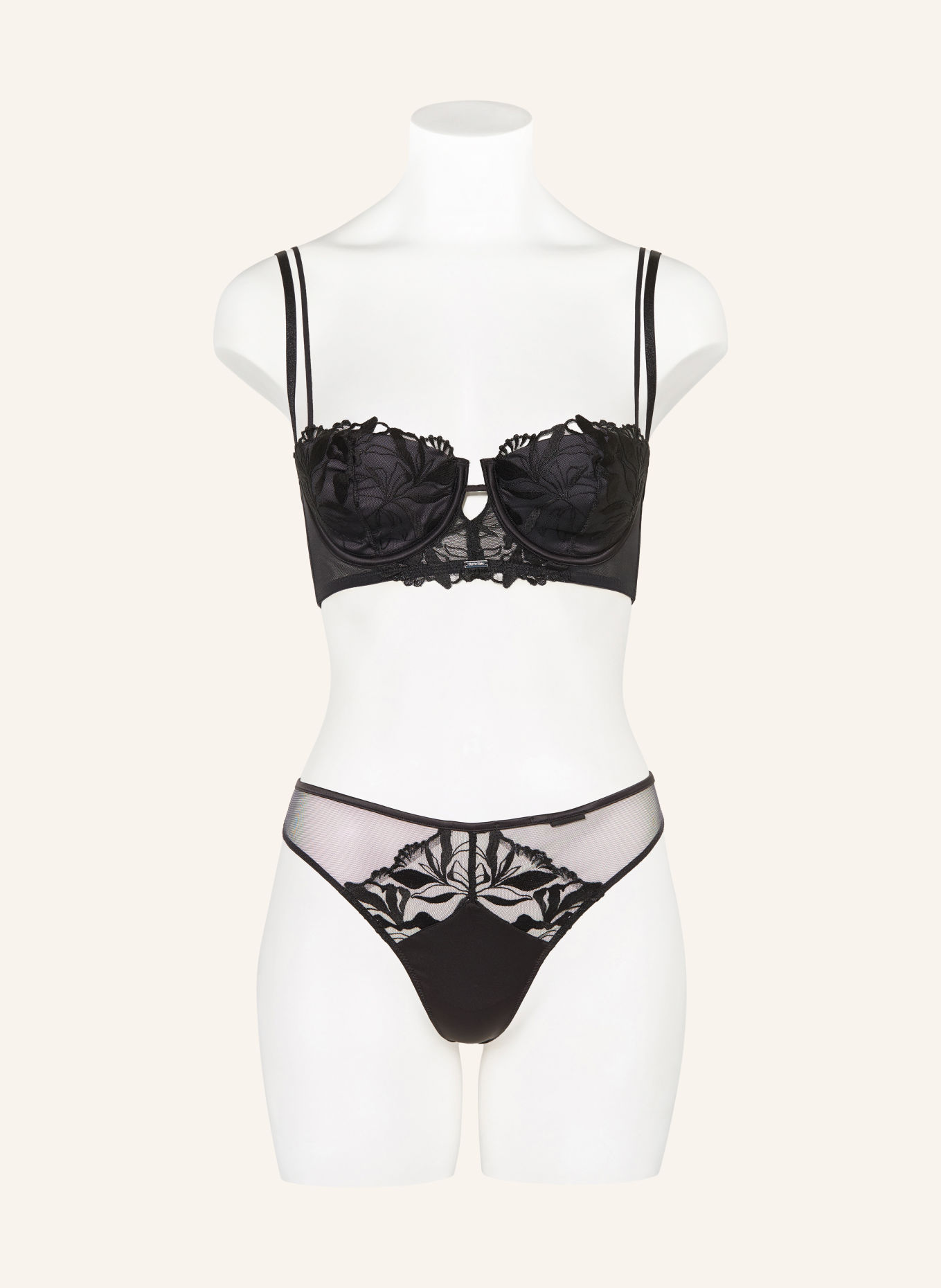 Calvin Klein String CK BLACK FLORAL LACE: SCHWARZ