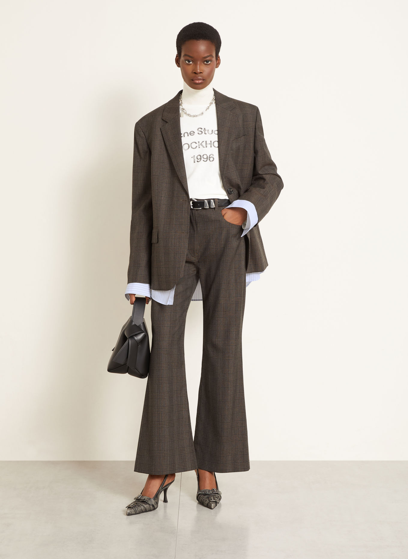 Acne Studios Blazer: MÖRKBRUN / BEIGE / SVART