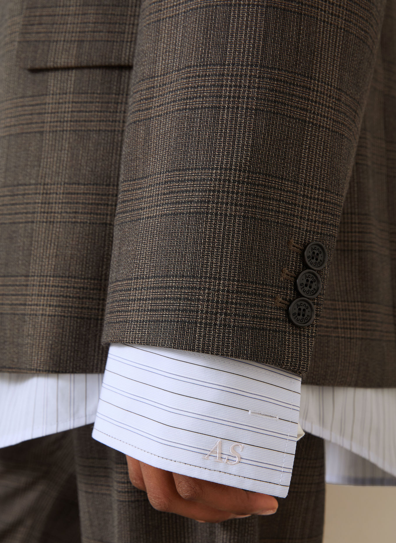 Acne Studios Blazer: MÖRKBRUN / BEIGE / SVART