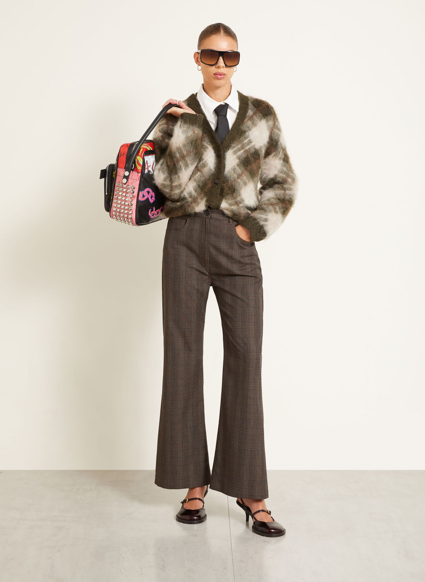 Acne Studios Wide-leg trousers: DARK BROWN / BEIGE
