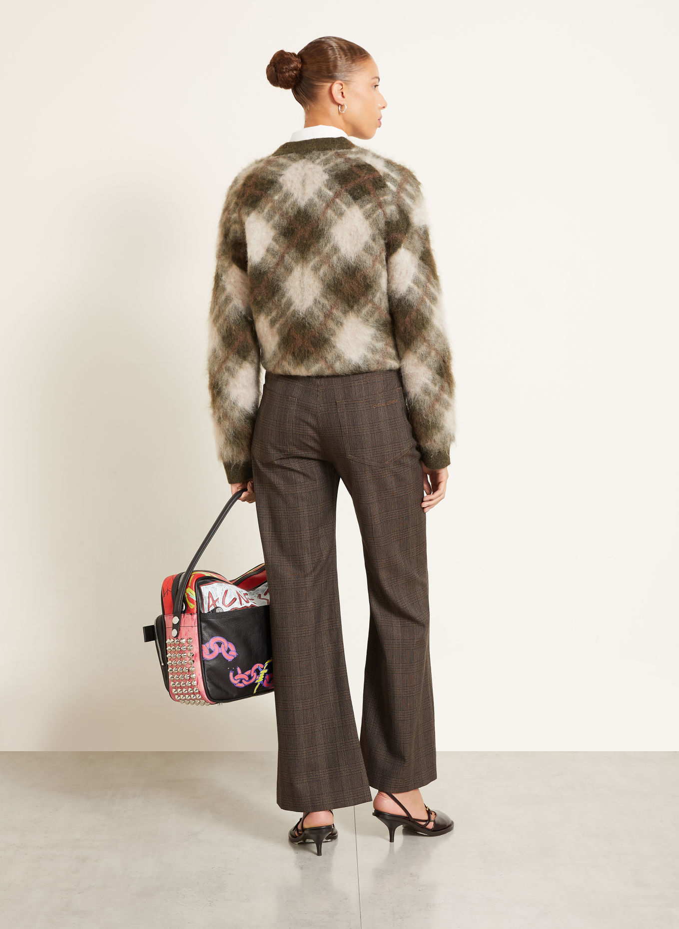 Acne Studios Wide-leg trousers: DARK BROWN / BEIGE