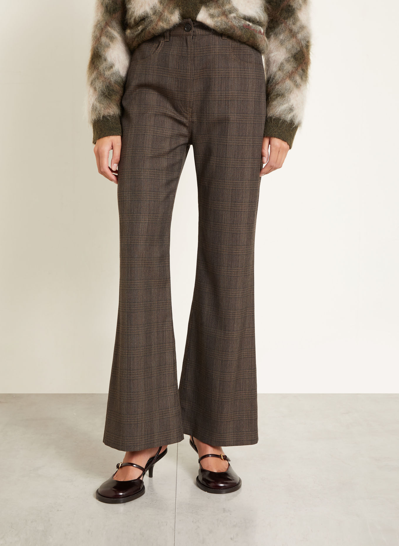 Acne Studios Wide-leg trousers: DARK BROWN / BEIGE