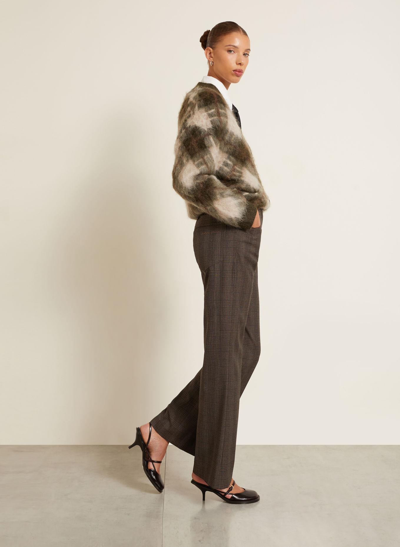 Acne Studios Wide-leg trousers: DARK BROWN / BEIGE