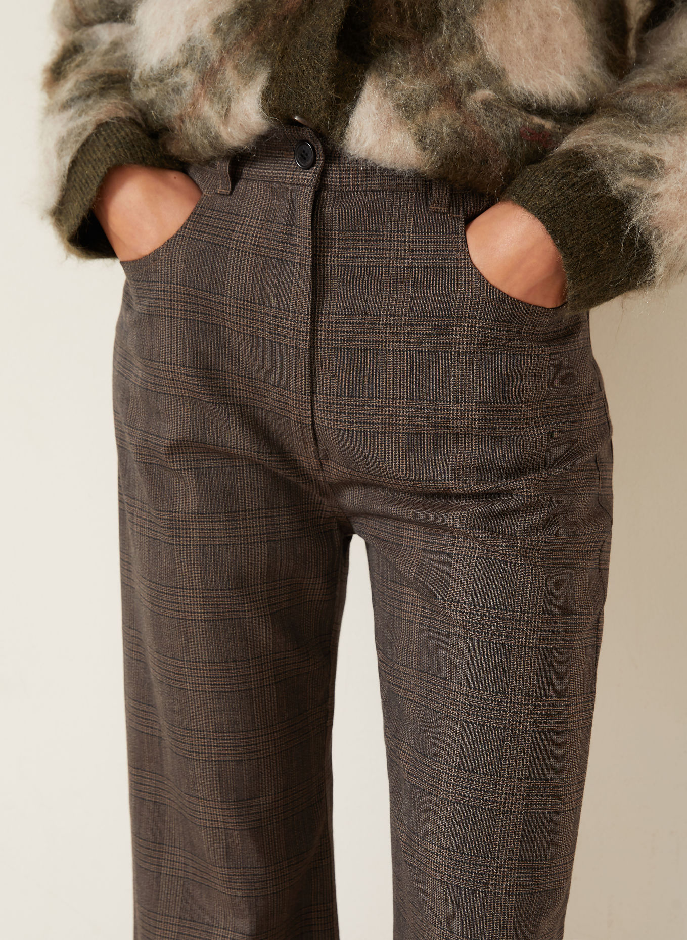 Acne Studios Wide-leg trousers: DARK BROWN / BEIGE
