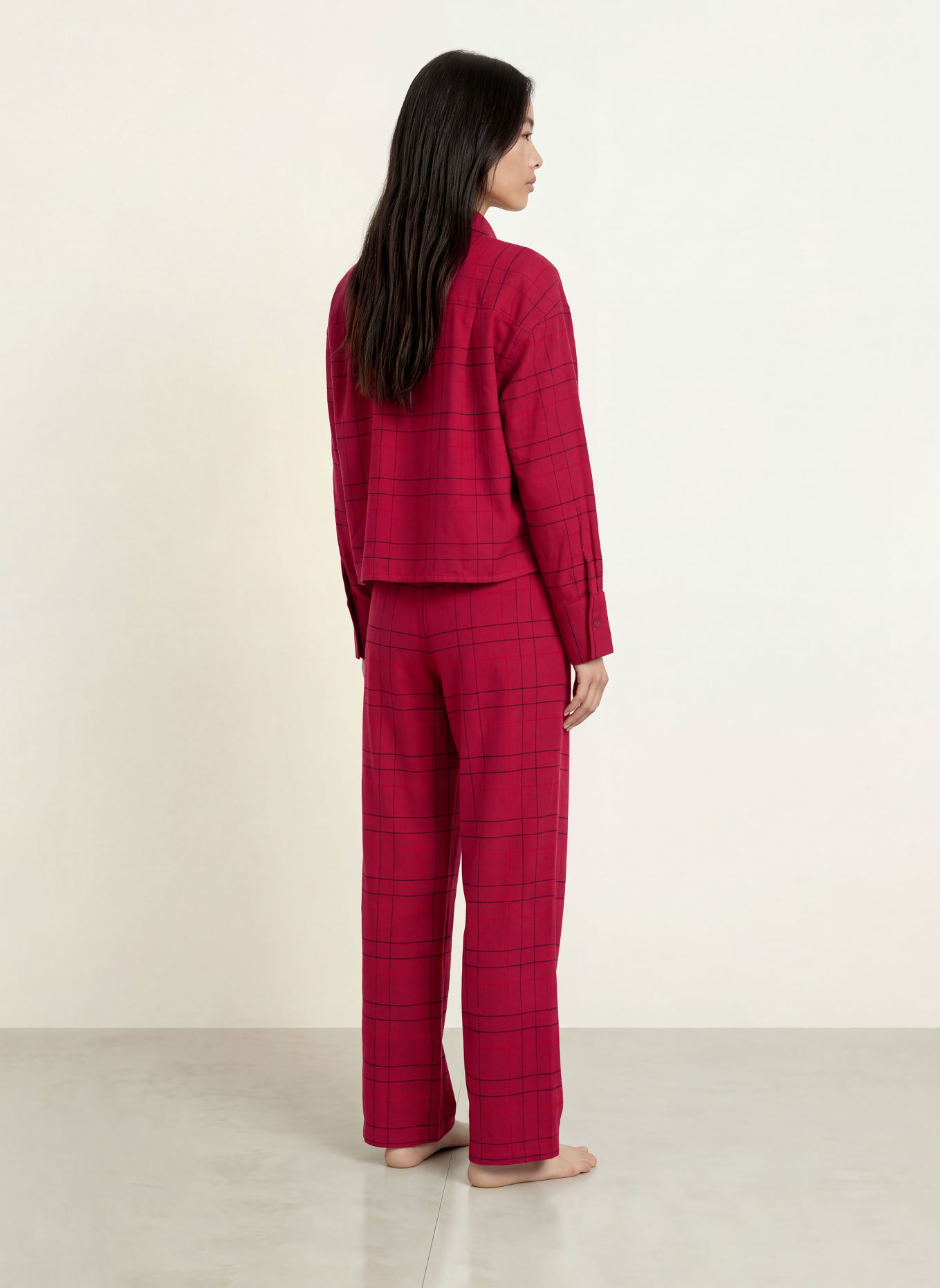 Calvin Klein Bas de pyjama en flanelle: ROUGE FONCÉ / ROUGE / NOIR