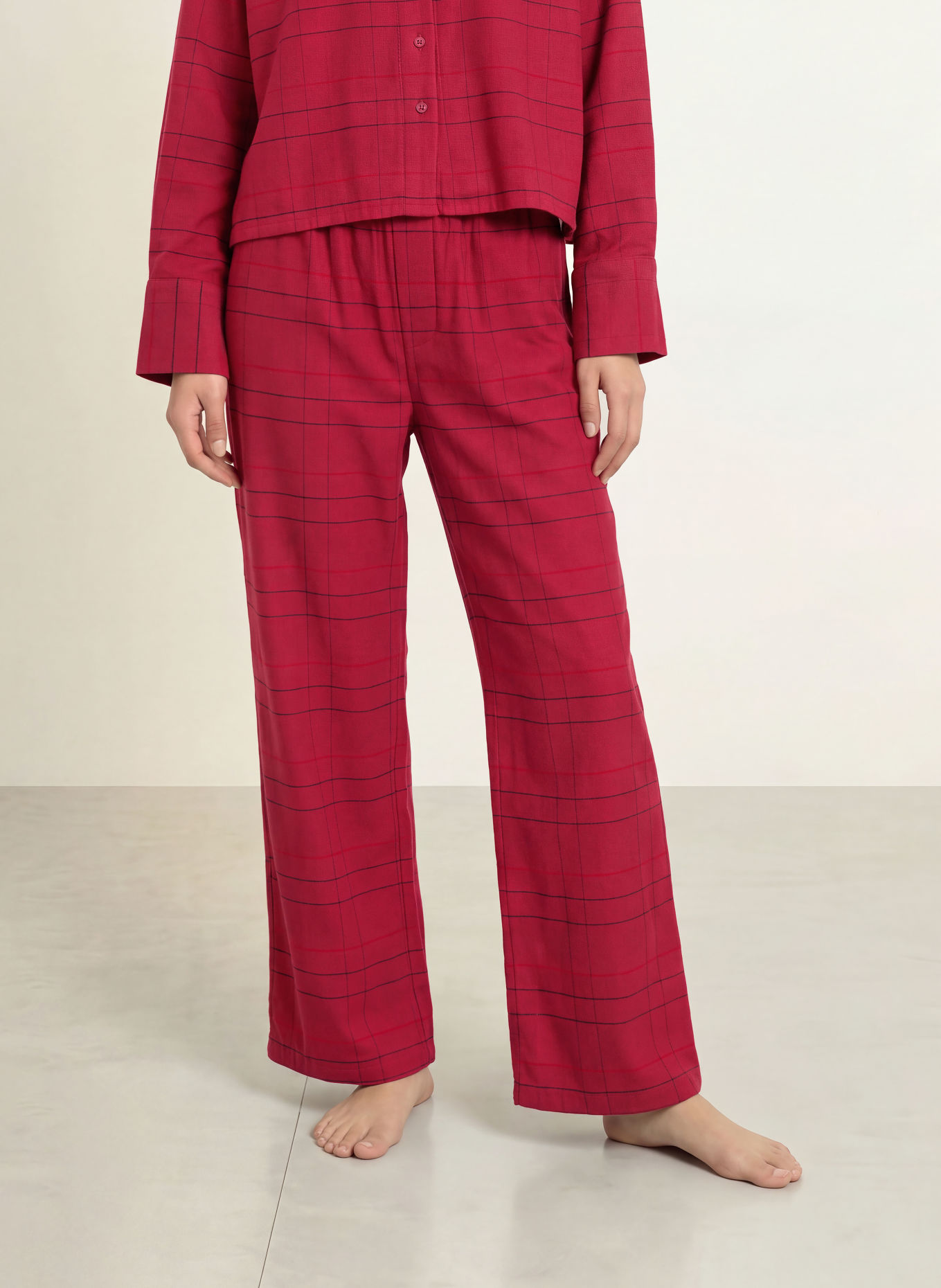 Calvin Klein Bas de pyjama en flanelle: ROUGE FONCÉ / ROUGE / NOIR