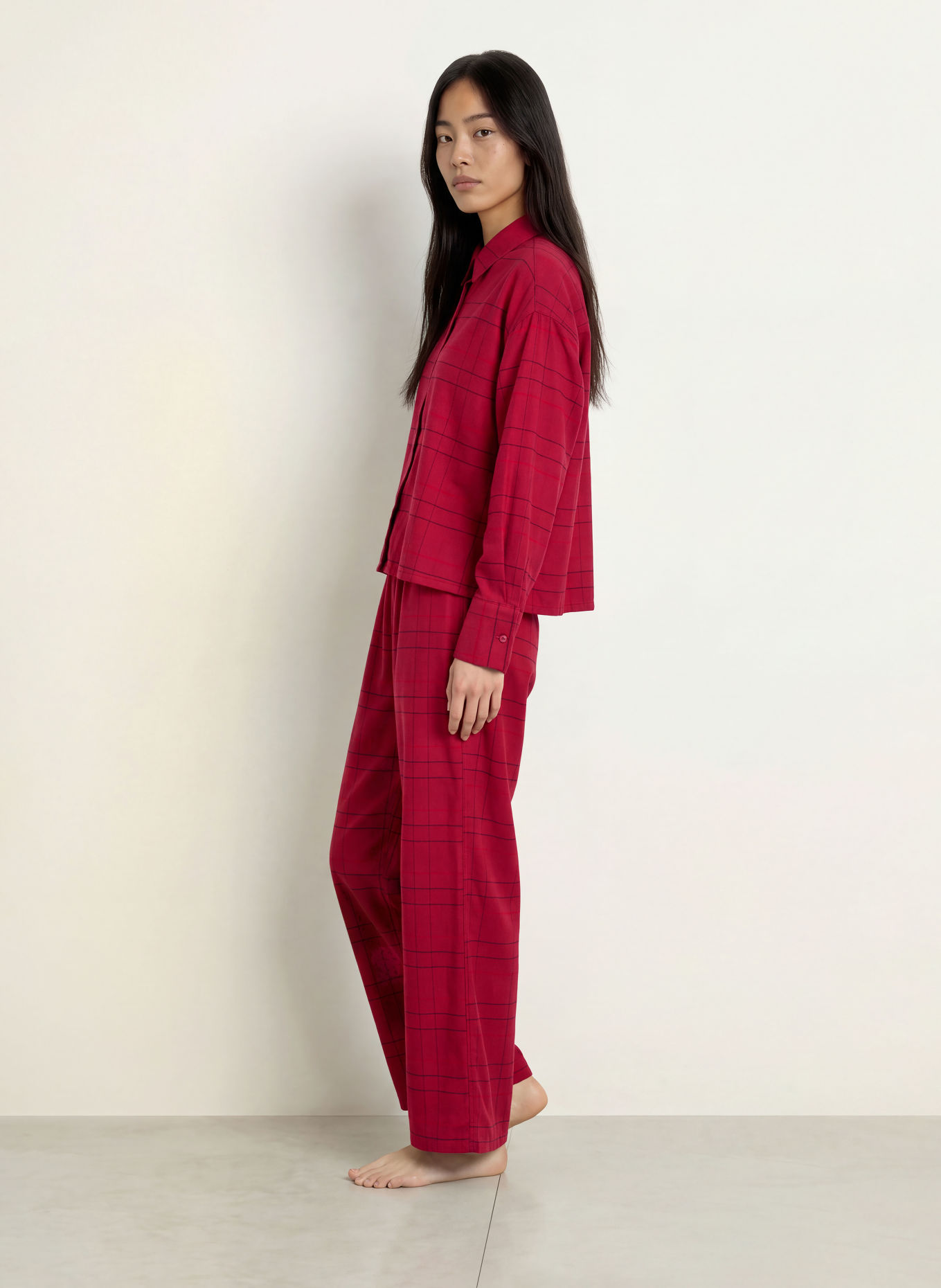 Calvin Klein Bas de pyjama en flanelle: ROUGE FONCÉ / ROUGE / NOIR