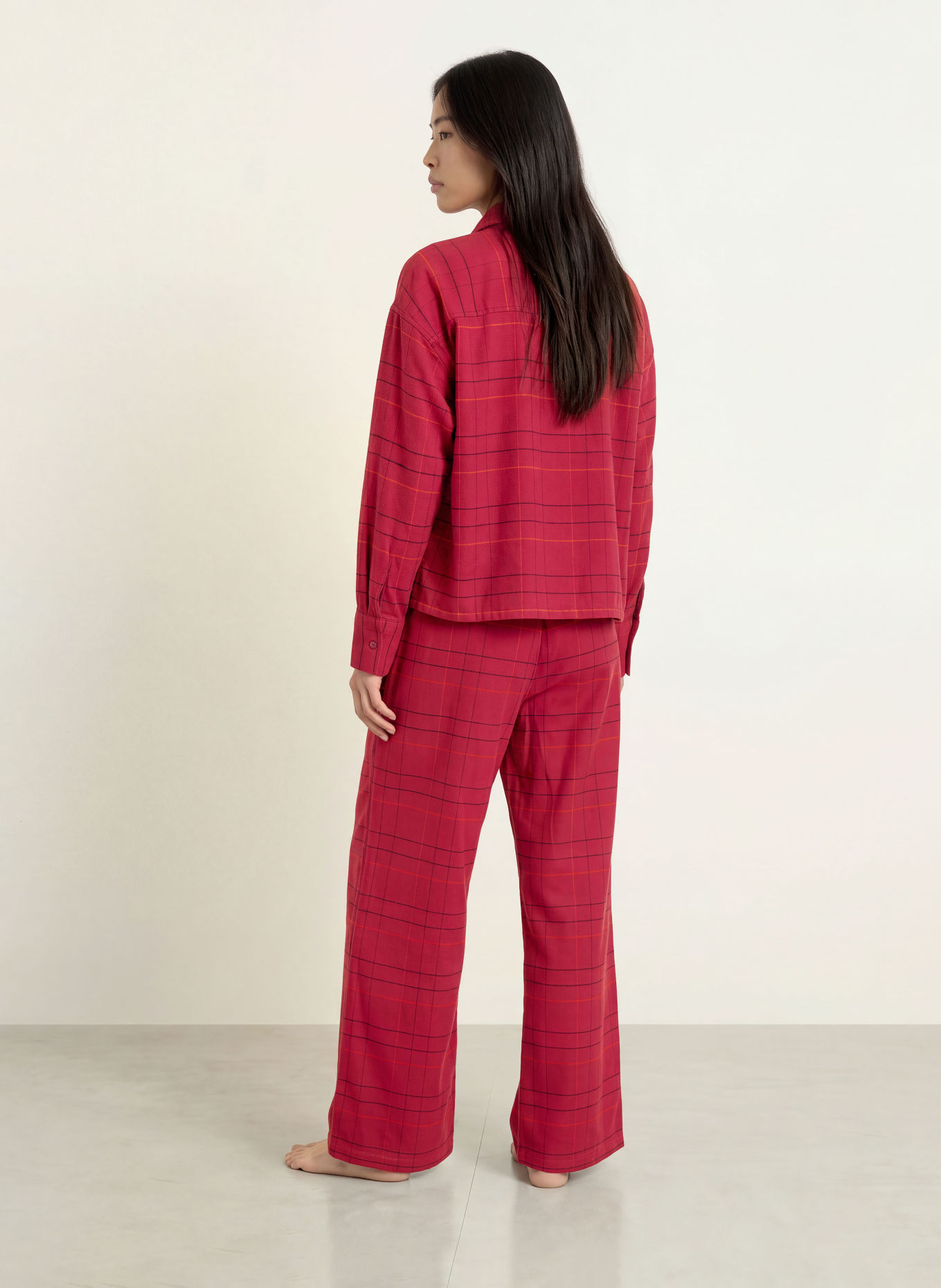 Calvin Klein Pyjamashirt: DONKERROOD / ZWART