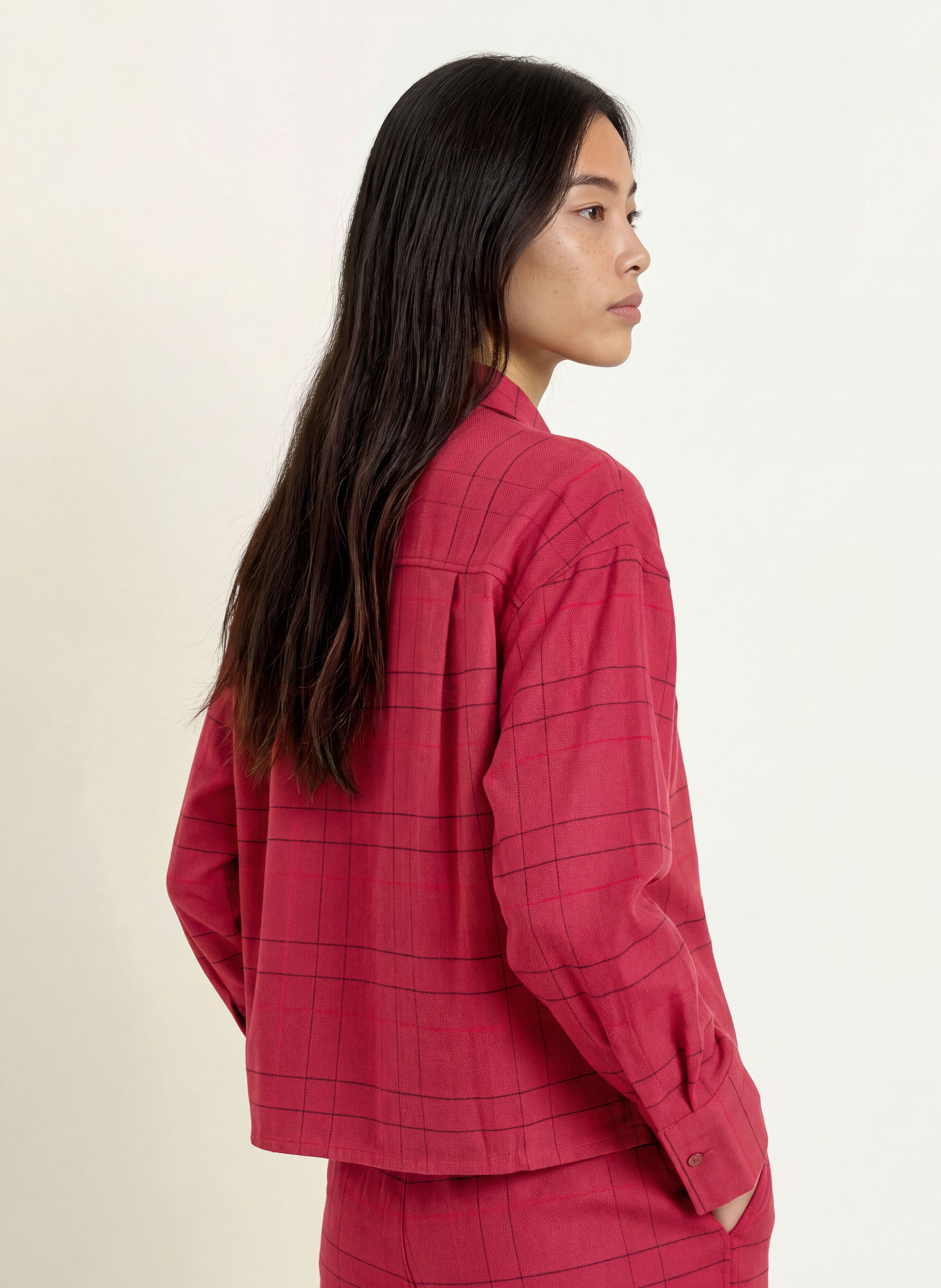 Calvin Klein Pyjamashirt: DONKERROOD / ZWART