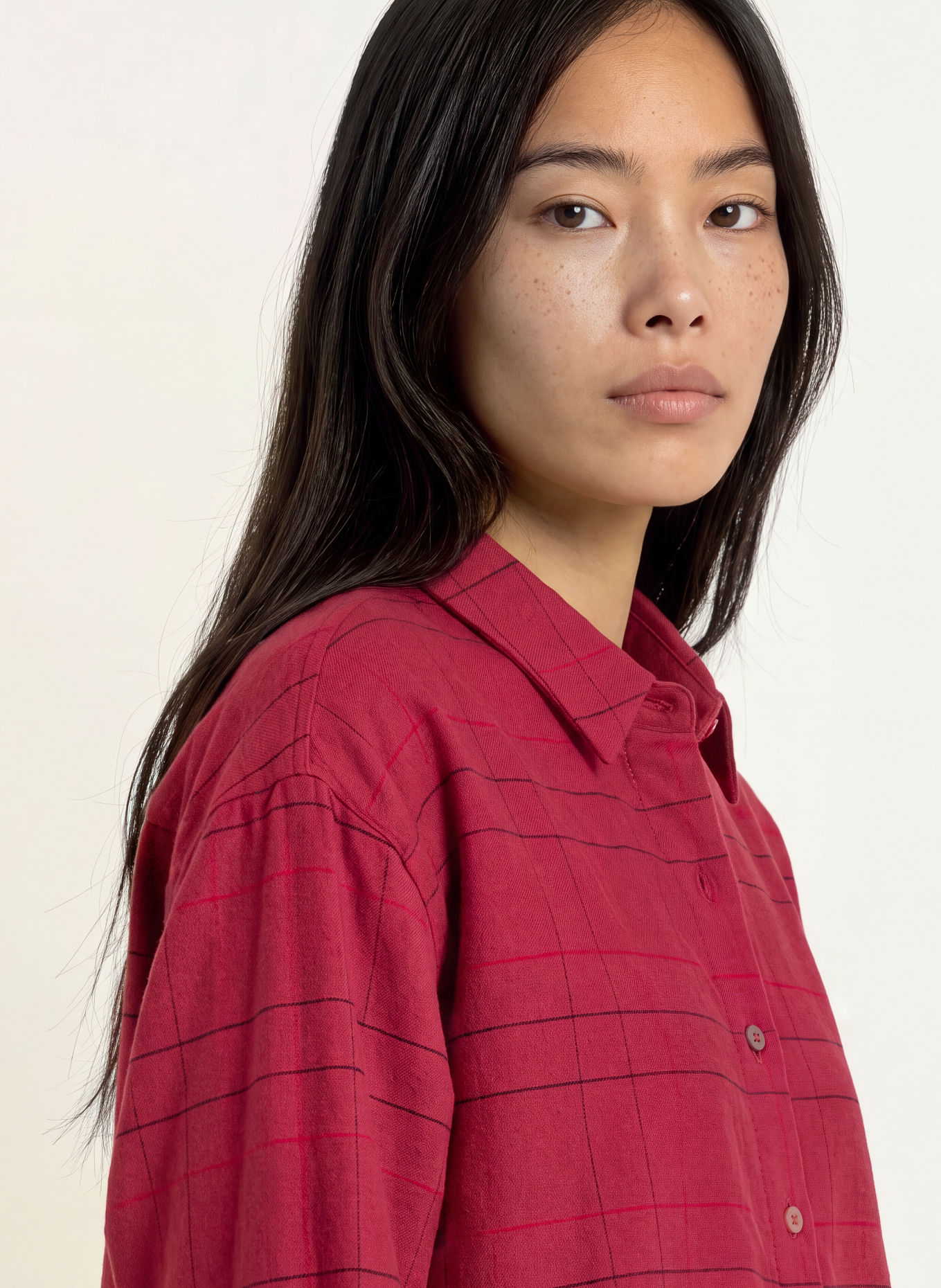 Calvin Klein Pyjamashirt: DONKERROOD / ZWART