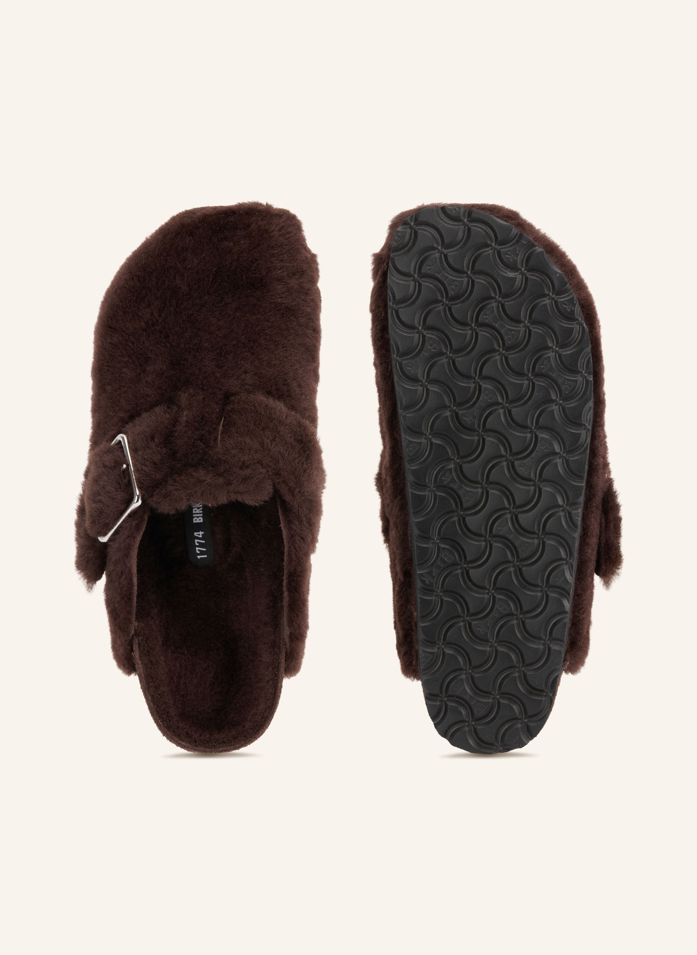 1774 BIRKENSTOCK BOSTON SHEARLING 1774 Slides: DARK BROWN