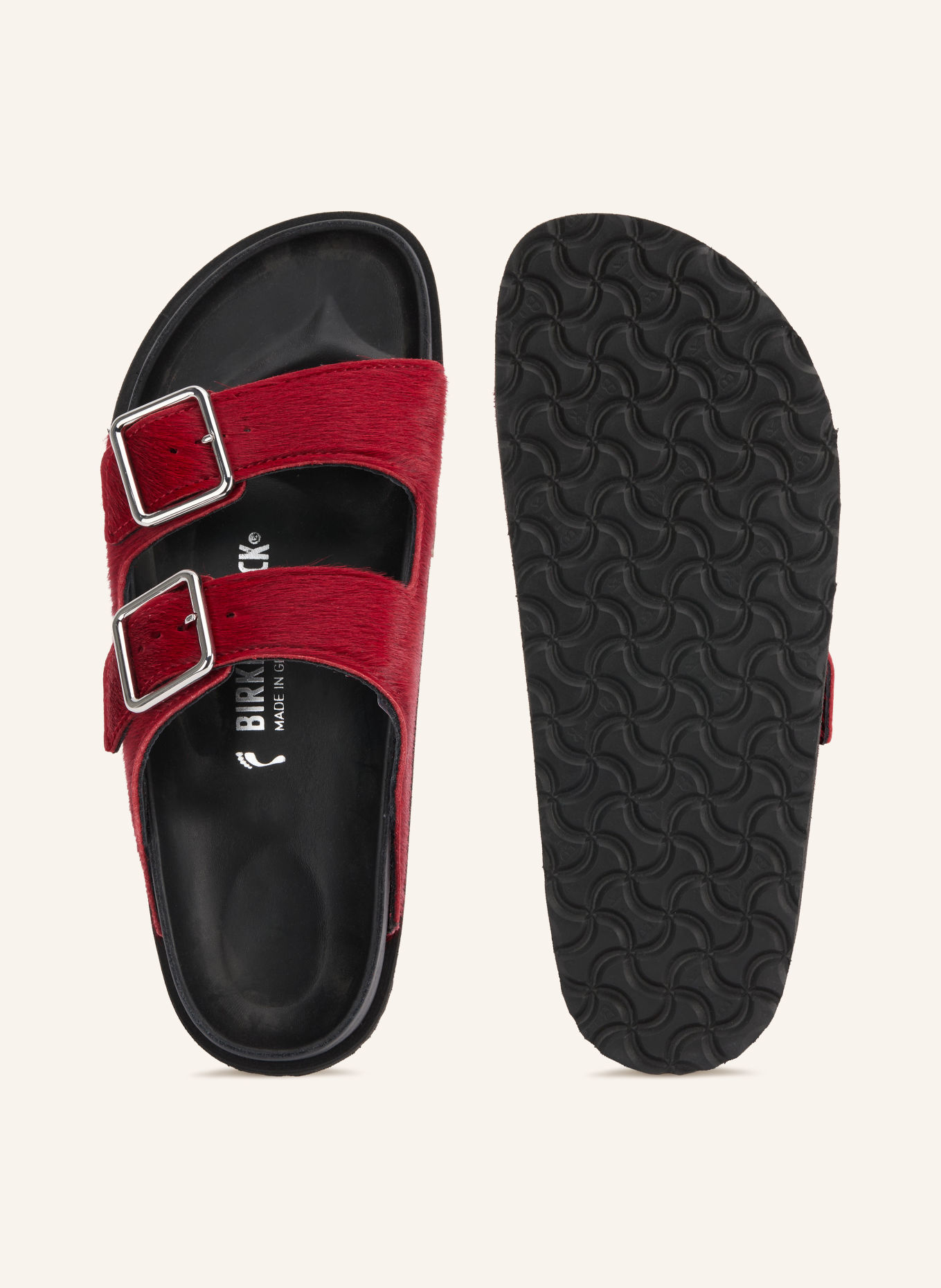 1774 BIRKENSTOCK ARIZONA PONY LIKE FUR EXQ 1774 Slides: DARK RED