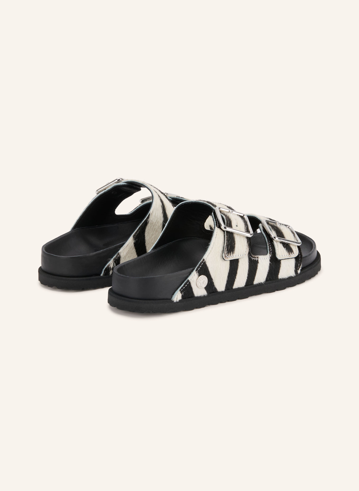 1774 BIRKENSTOCK ARIZONA PONY LIE FUR EXQ 1774 Slides: BLACK / WHITE