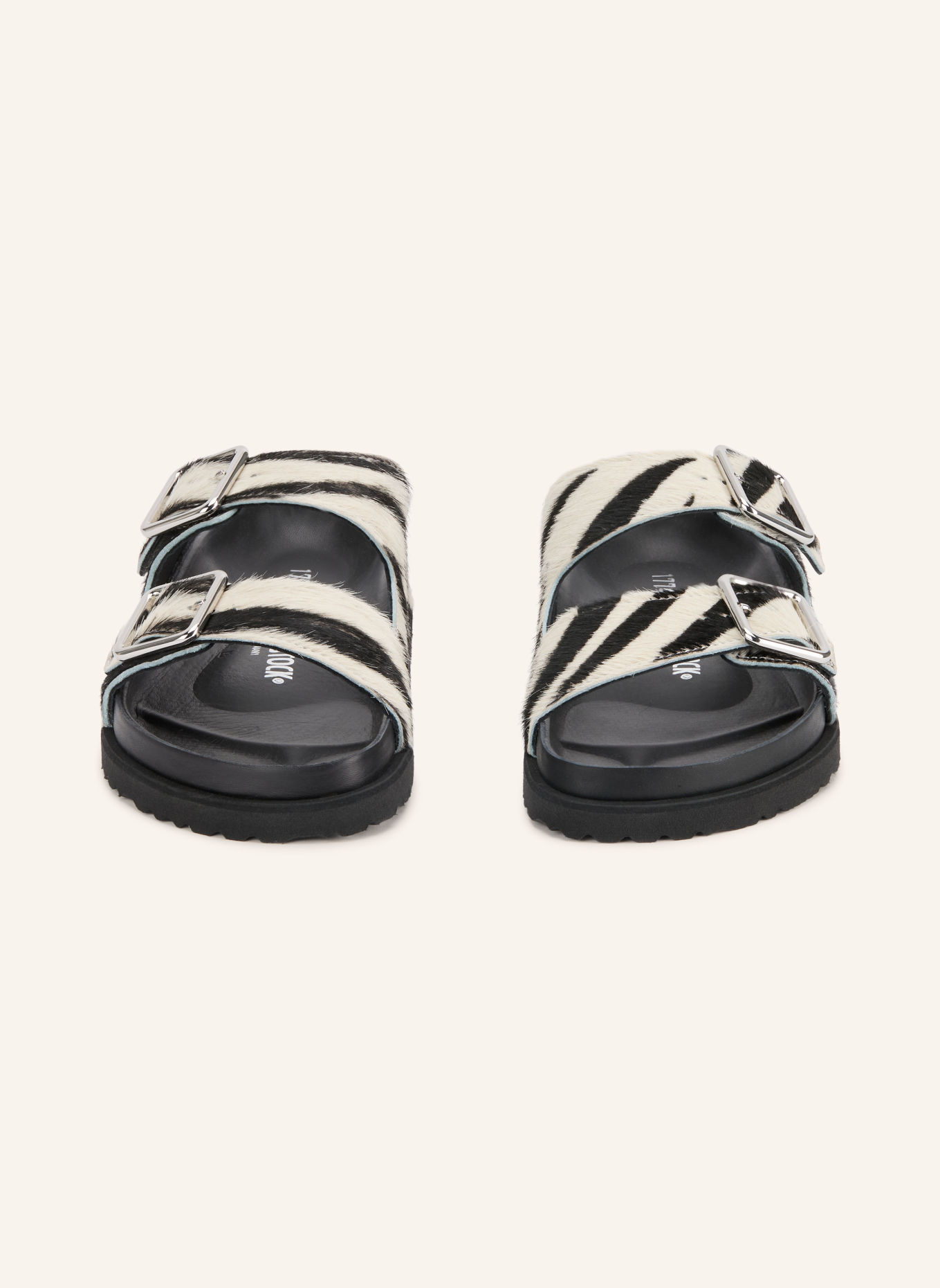 1774 BIRKENSTOCK ARIZONA PONY LIE FUR EXQ 1774 Slides: BLACK / WHITE