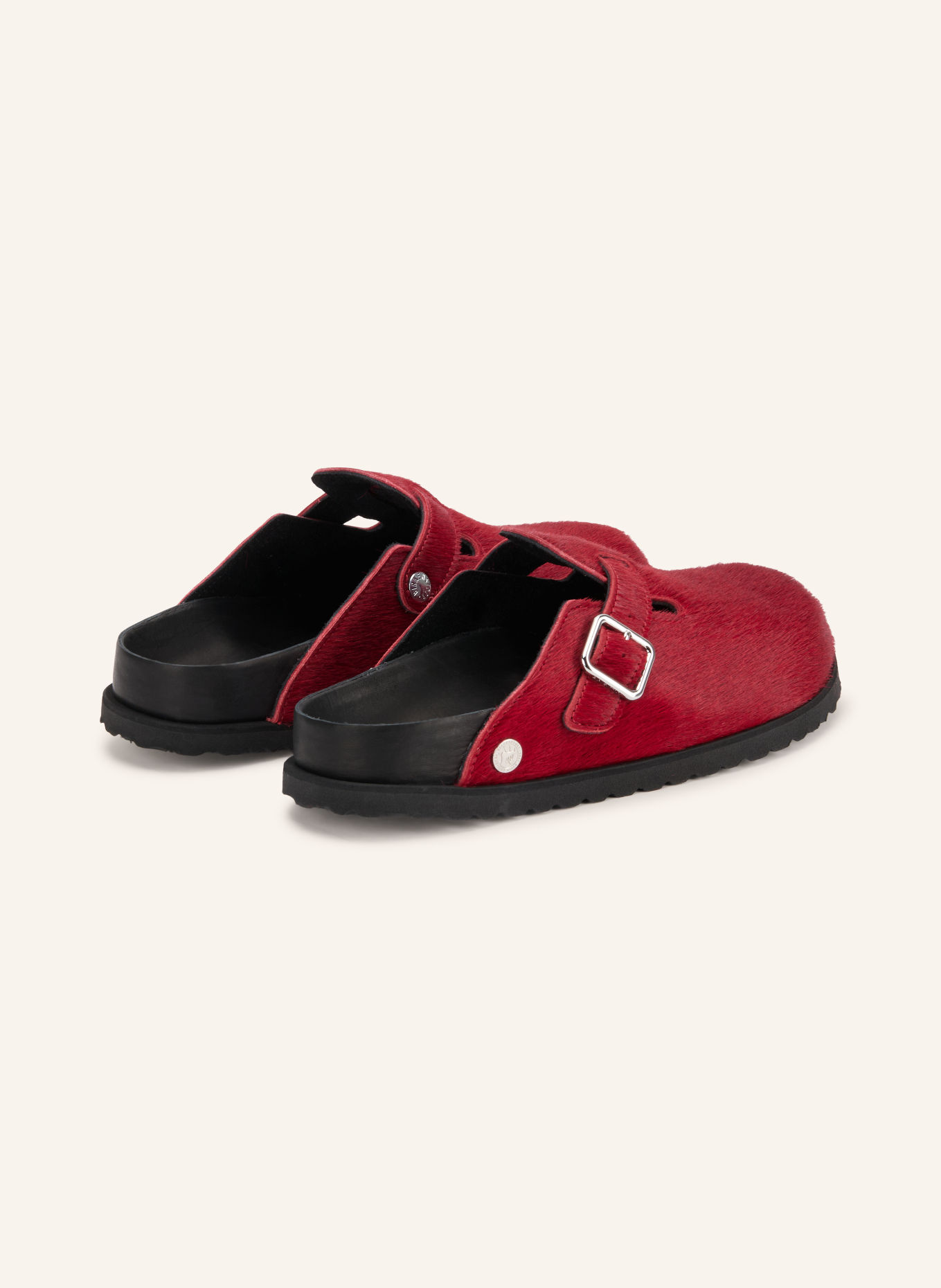1774 BIRKENSTOCK Slides BOSTON PONY LIKE FUR EXQ 1774 Mules: DARK RED