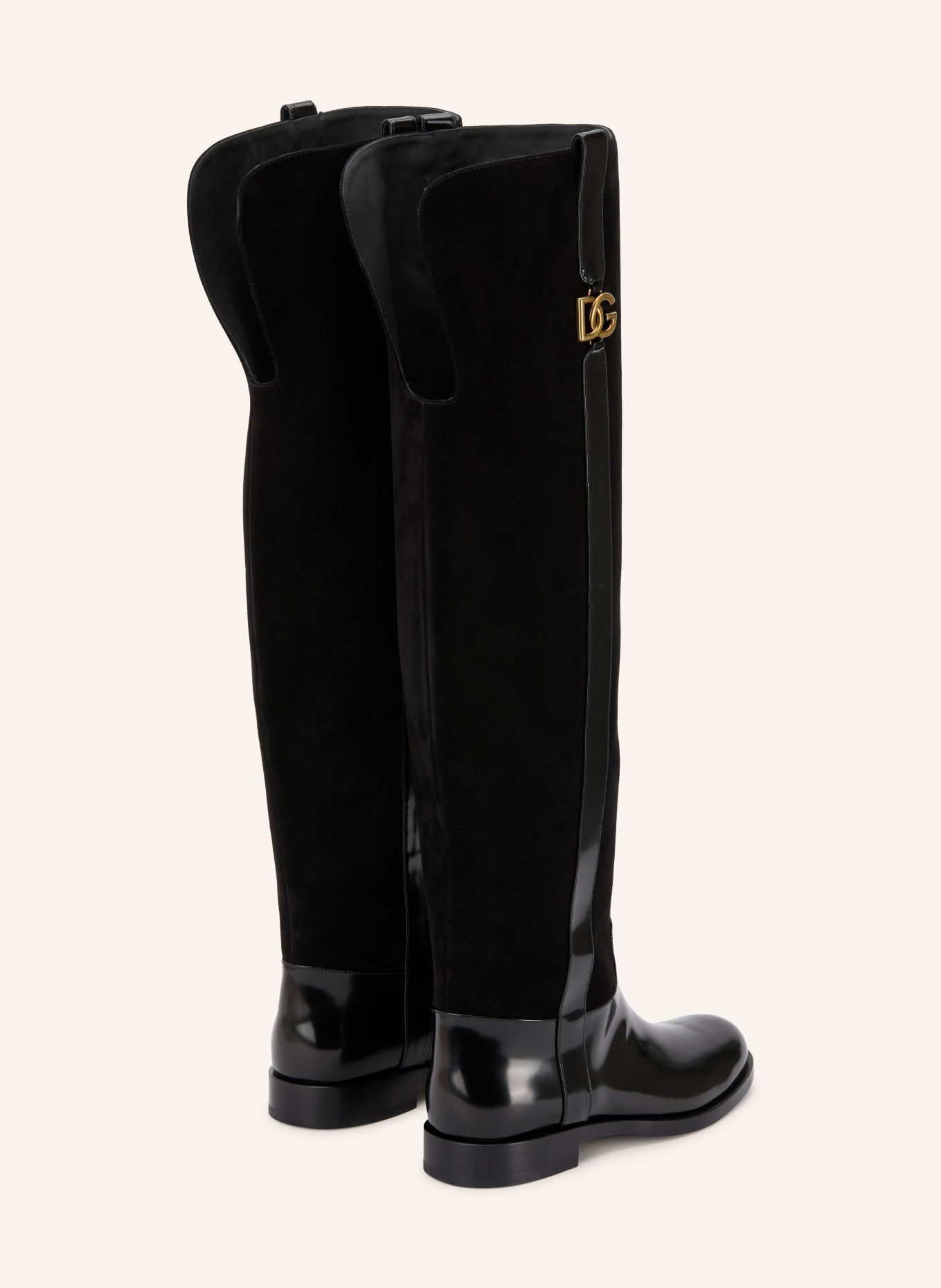 DOLCE & GABBANA Over-the-knee boots: BLACK / GOLD