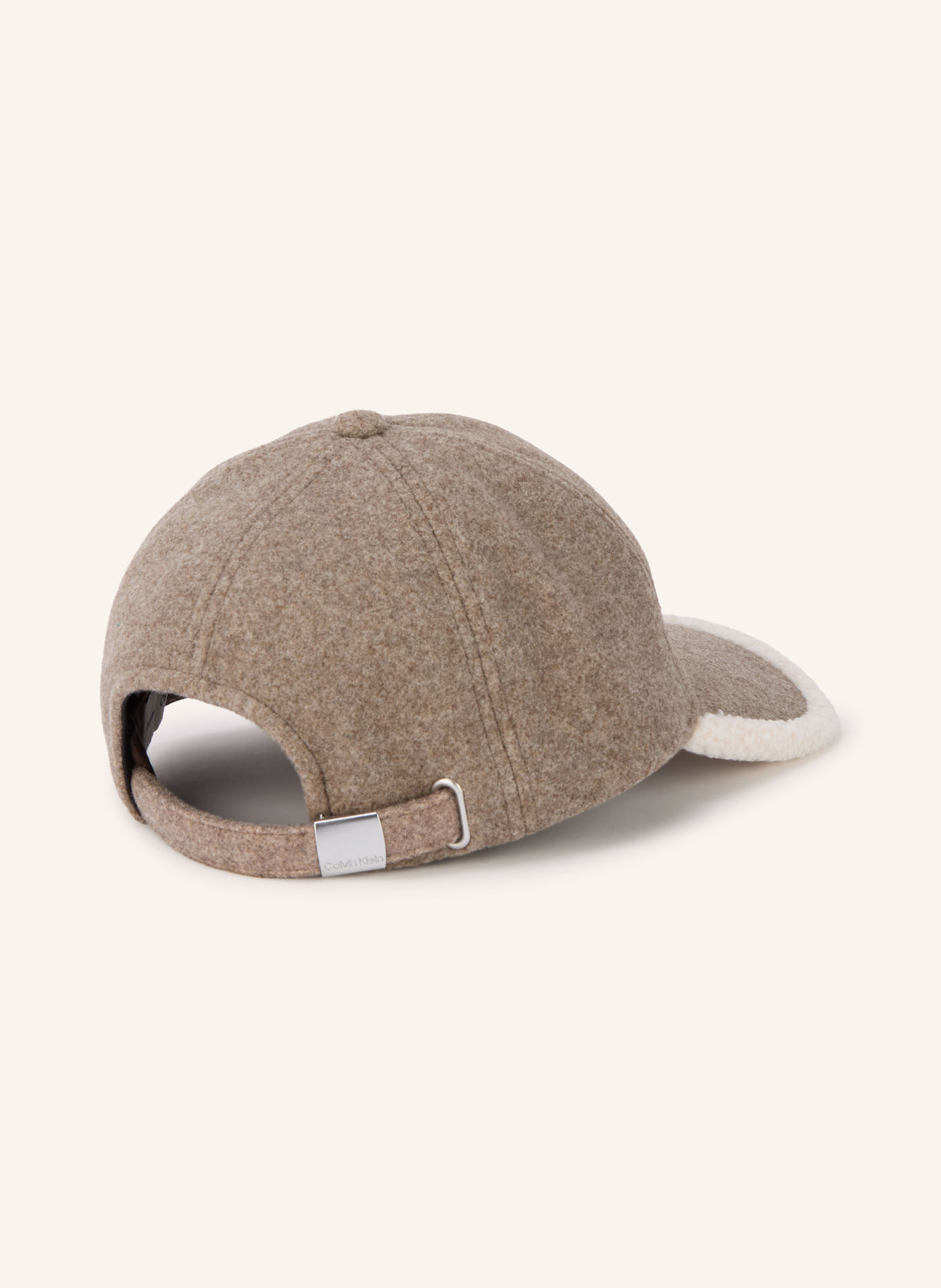 Calvin Klein Flannel cap with teddy fur: TAUPE / CREAM