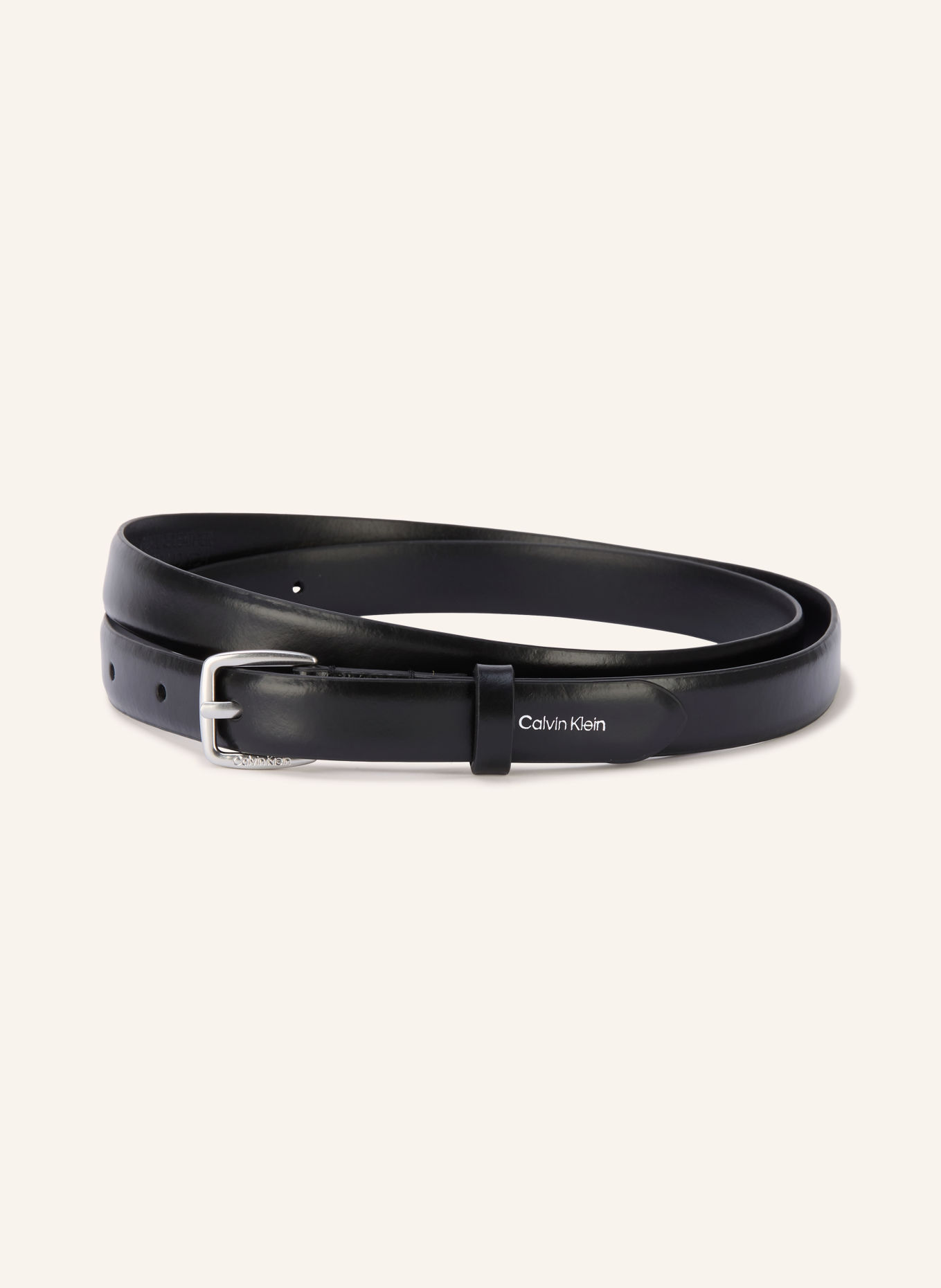 Calvin Klein Leather belt: BLACK / SILVER