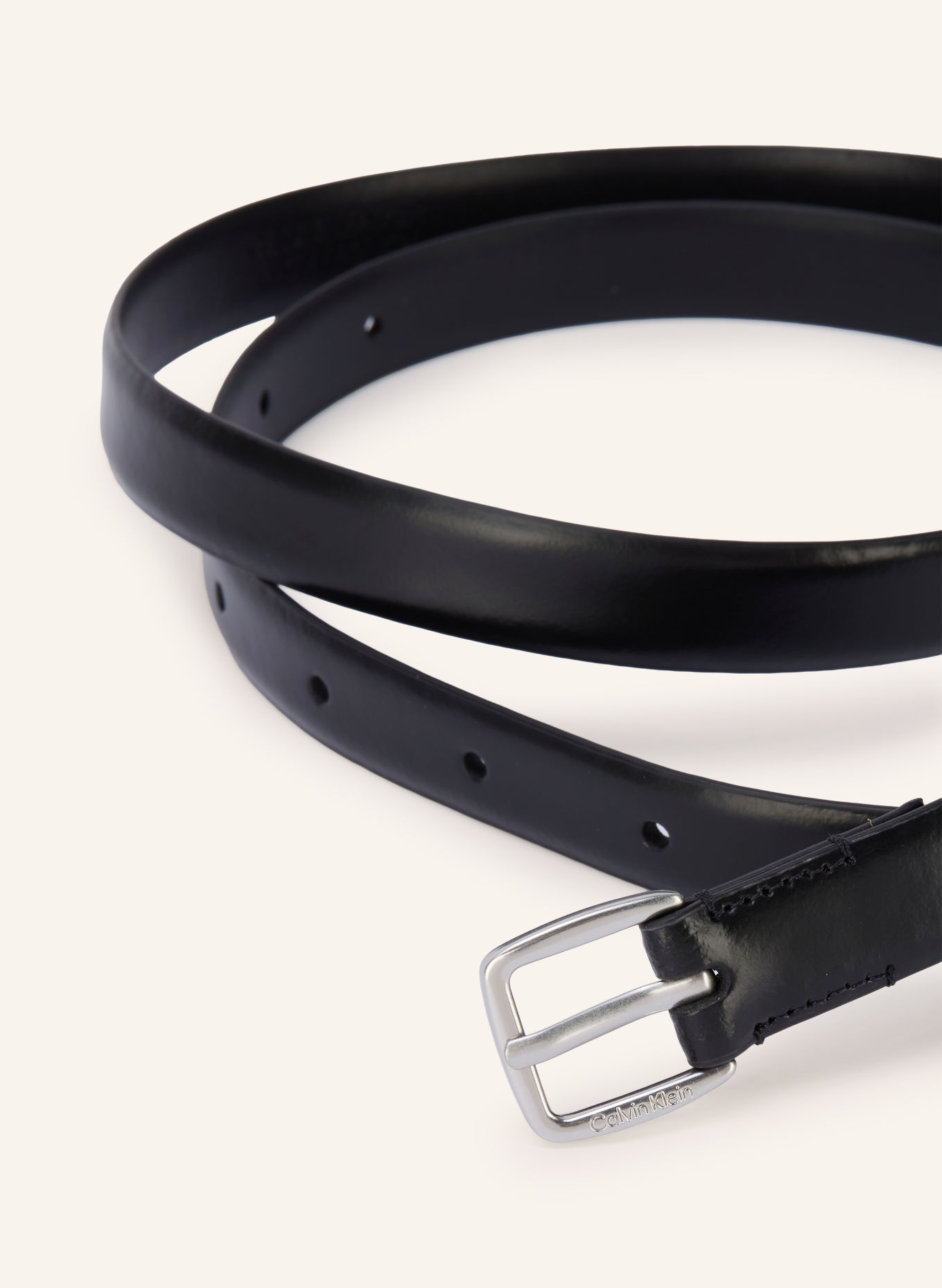 Calvin Klein Leather belt: BLACK / SILVER