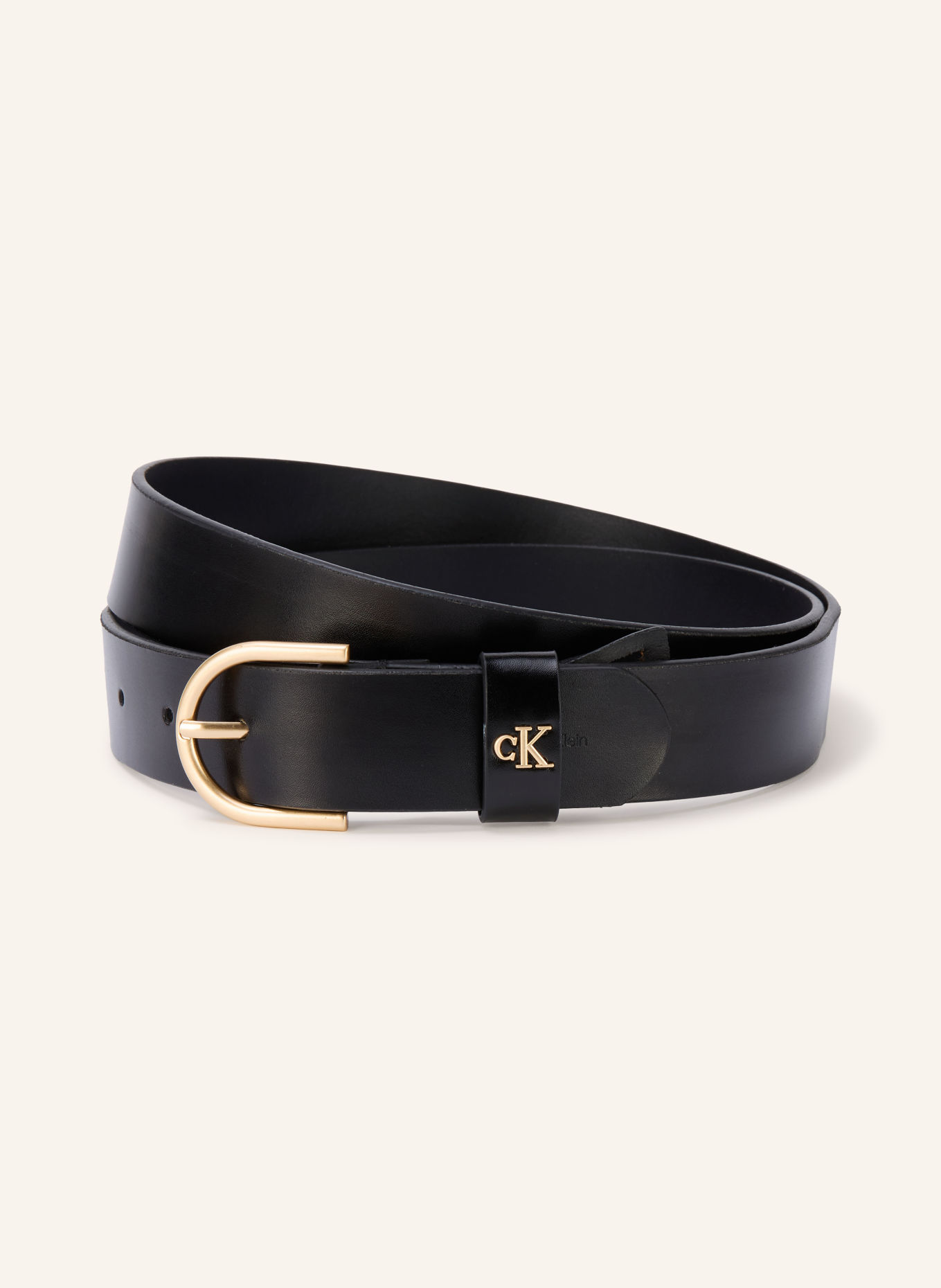 Calvin Klein Leather belt: BLACK / GOLD