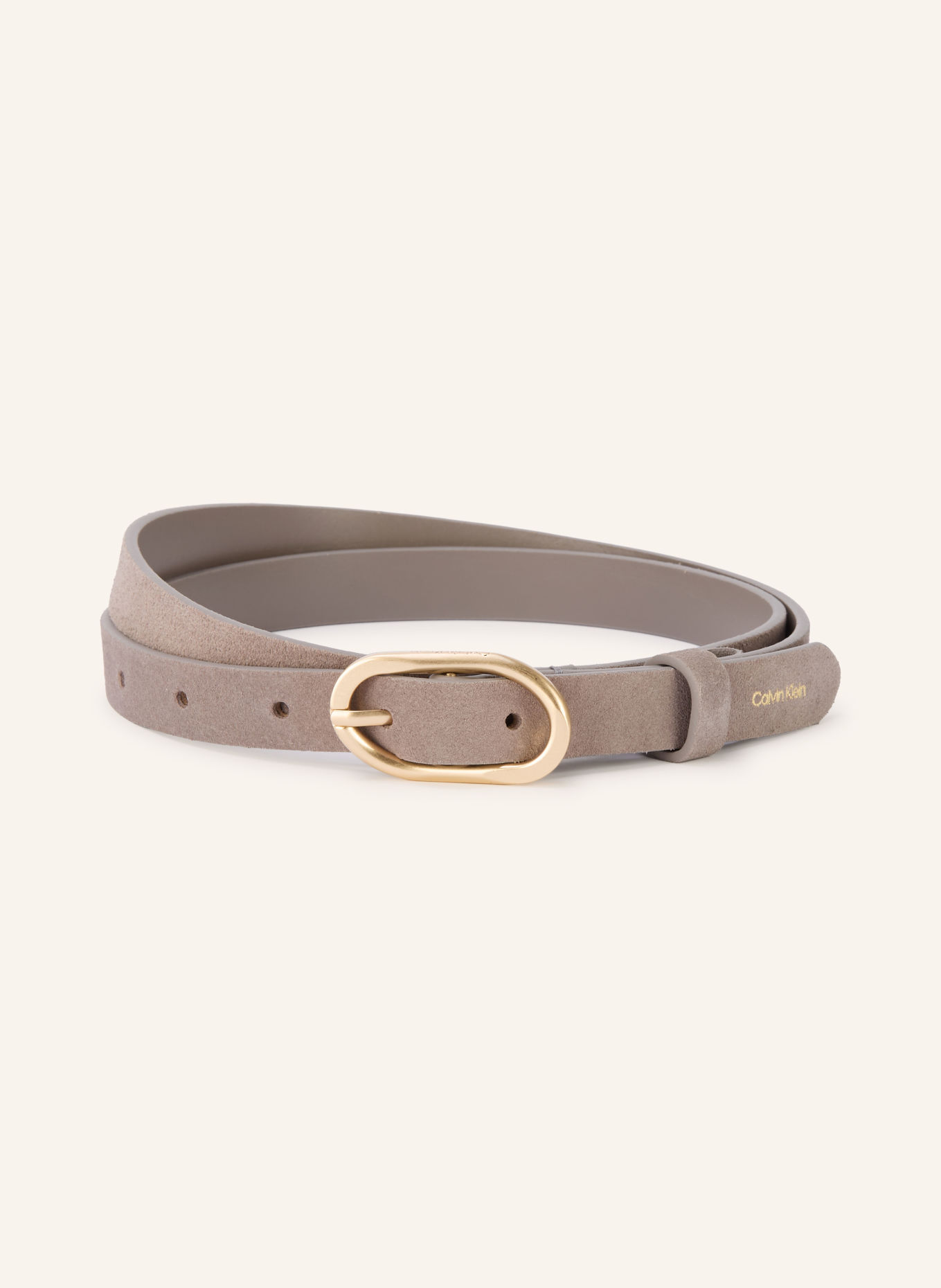 Calvin Klein Leather belt: TAUPE / GOLD