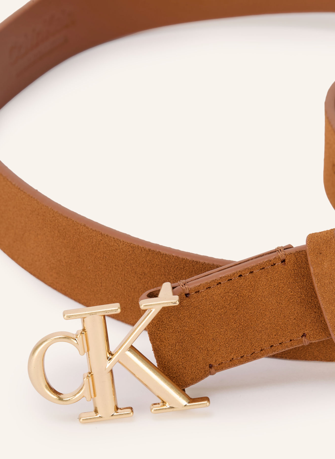 Calvin Klein Leather belt: COGNAC / GOLD