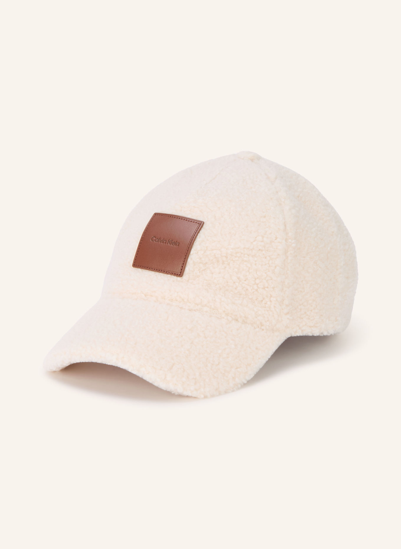 Calvin Klein Plush Teddy Bear Cap: CREAM / BROWN