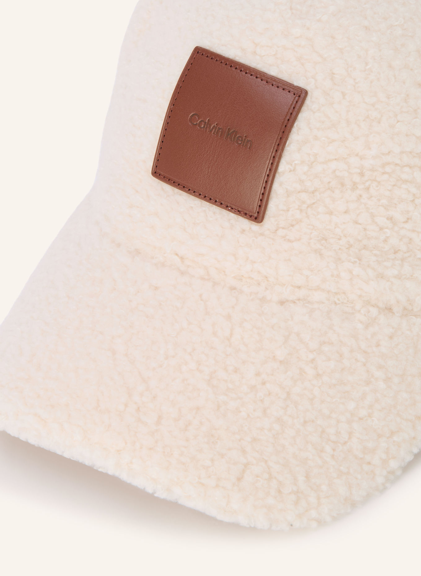 Calvin Klein Plush Teddy Bear Cap: CREAM / BROWN