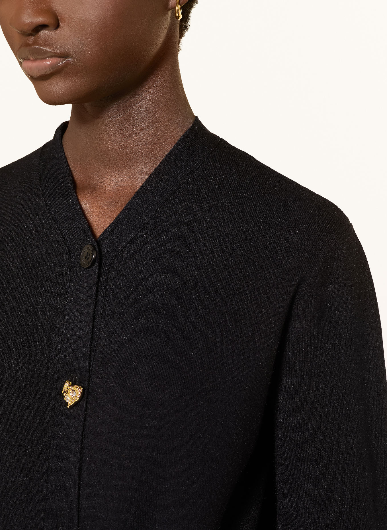 FRIEDA & FREDDIES Cardigan with a detachable faux fur collar: BLACK / CAMEL / COGNAC