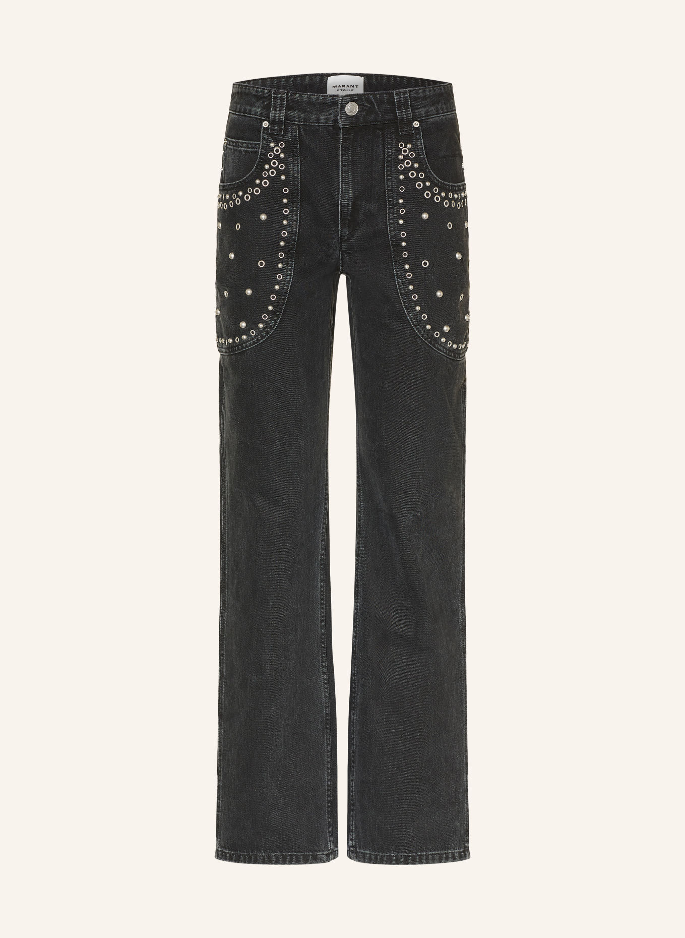 MARANT ÉTOILE Džíny Staright SILKA: 02FK FADED BLACK