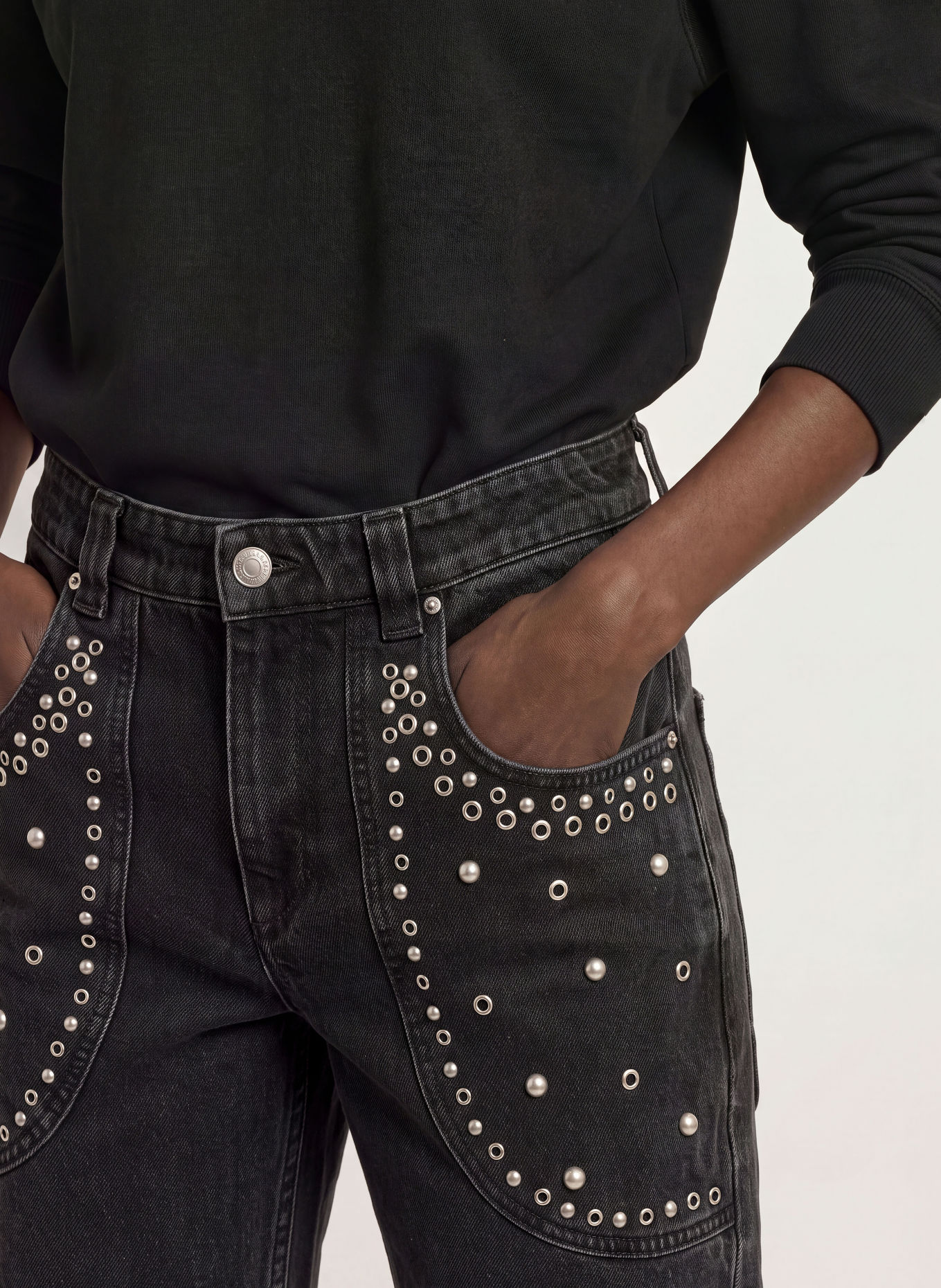 MARANT ÉTOILE Džíny Staright SILKA: 02FK FADED BLACK