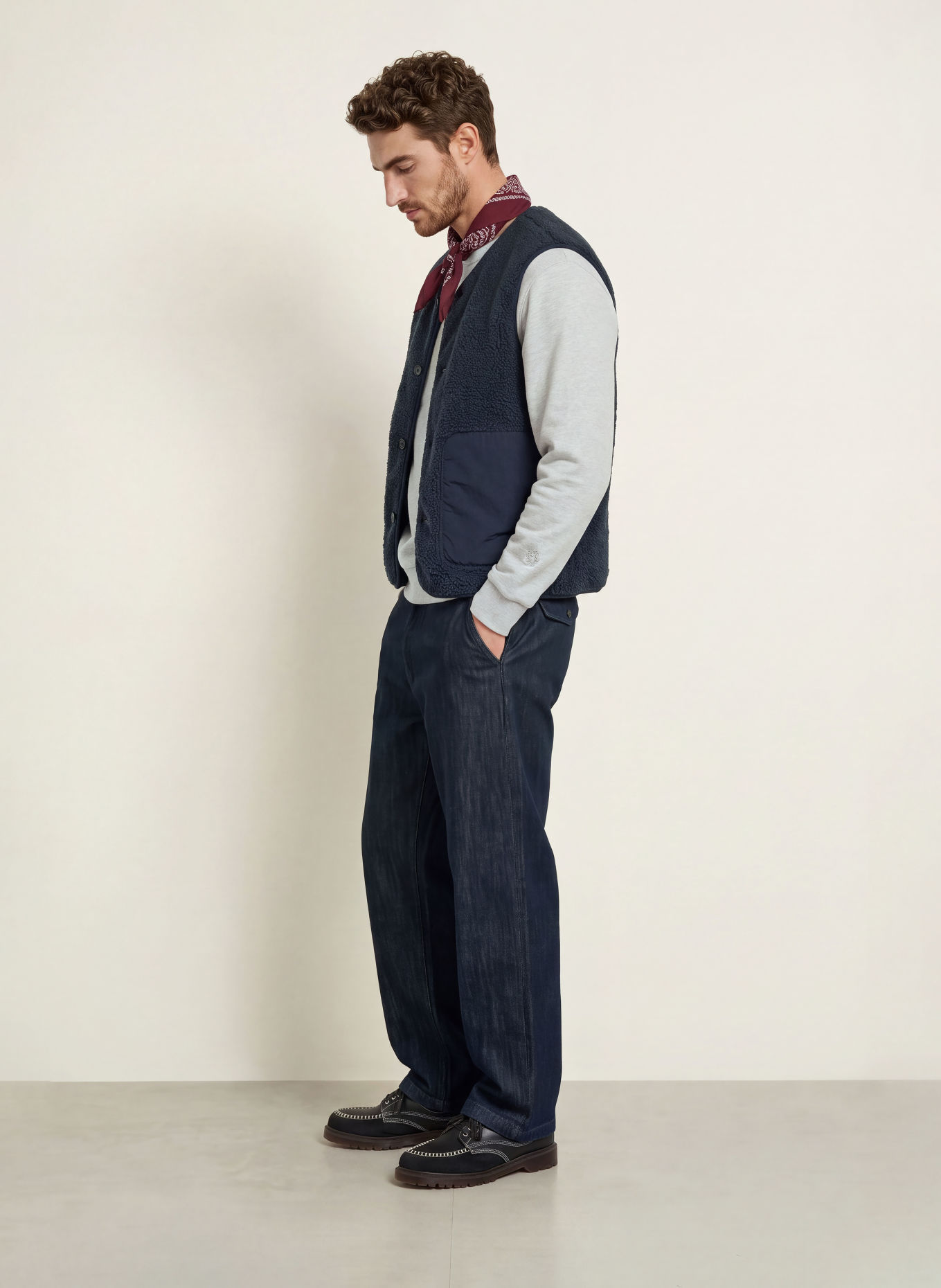 MOS MOSH Gallery Teddy Fur Vest MMGHARRY: DARK BLUE