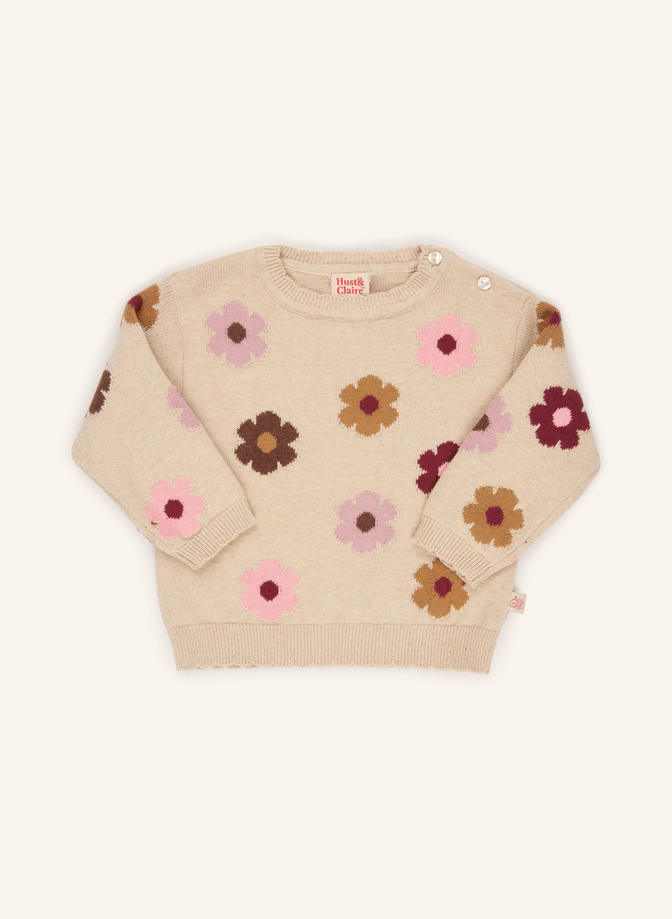 HUST and CLAIRE Pull HCPUSLE FLOWER: BEIGE / ROSÉ / ROUGE FONCÉ