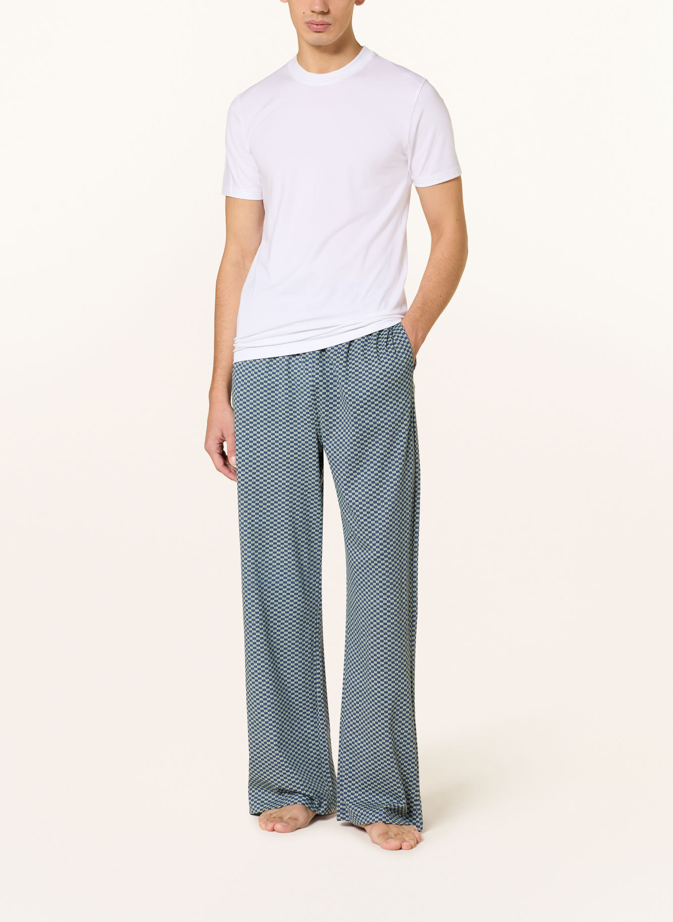 TOMMY HILFIGER Pajama bottoms: DARK BLUE / BEIGE