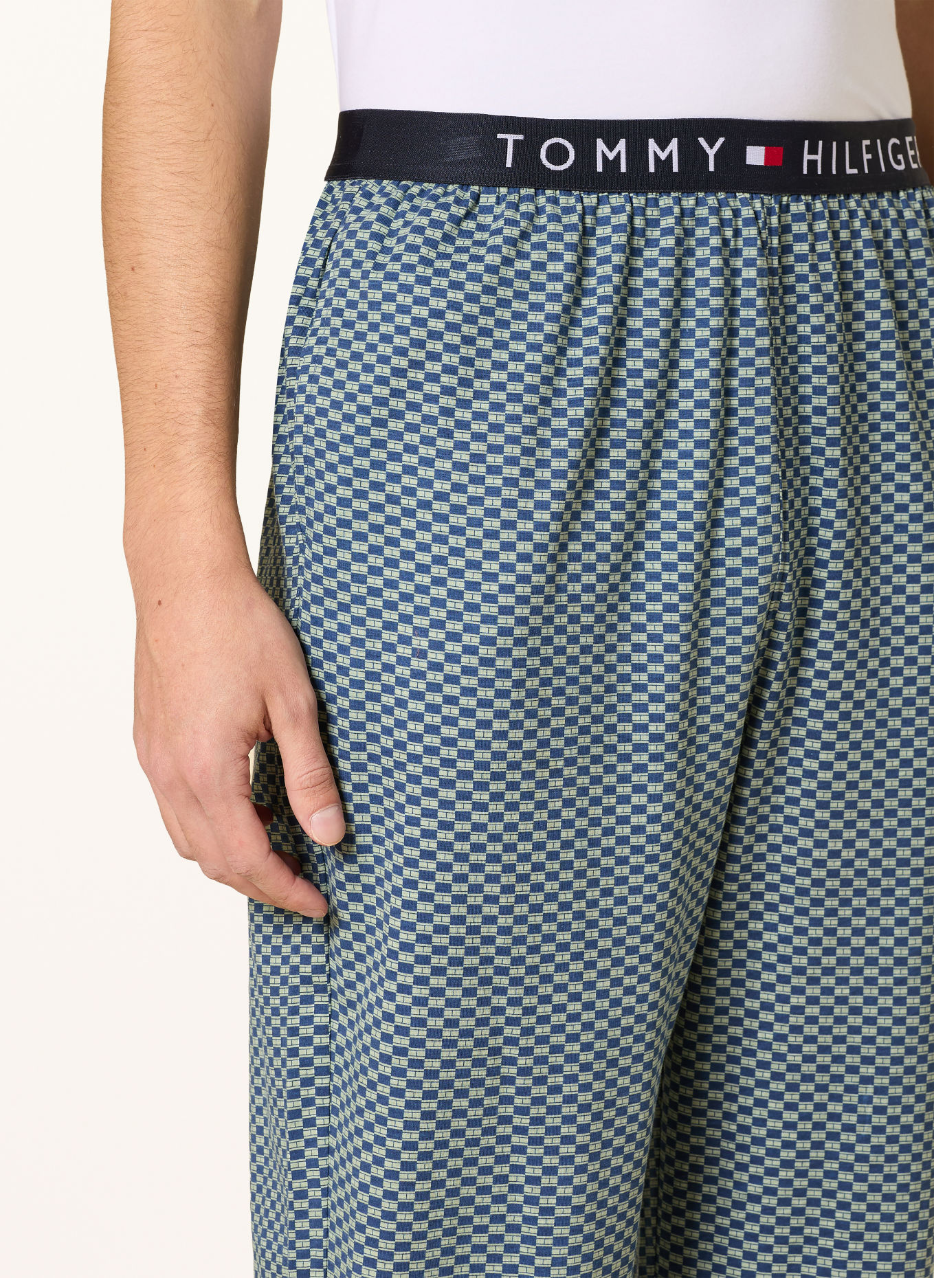 TOMMY HILFIGER Pajama bottoms: DARK BLUE / BEIGE