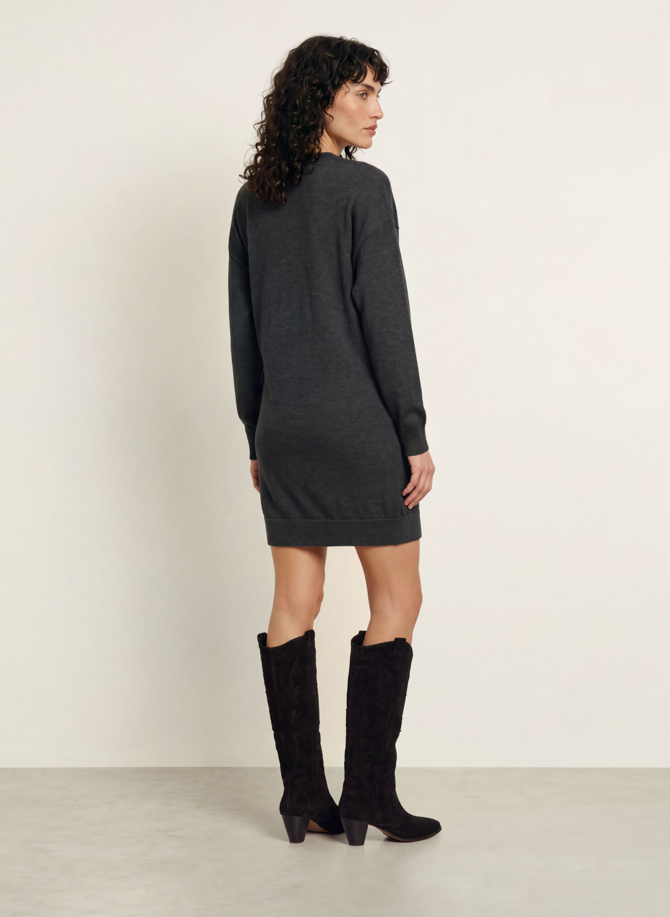 MARANT ÉTOILE Strickkleid FLORISSE mit Schmucksteinen: DUNKELGRAU