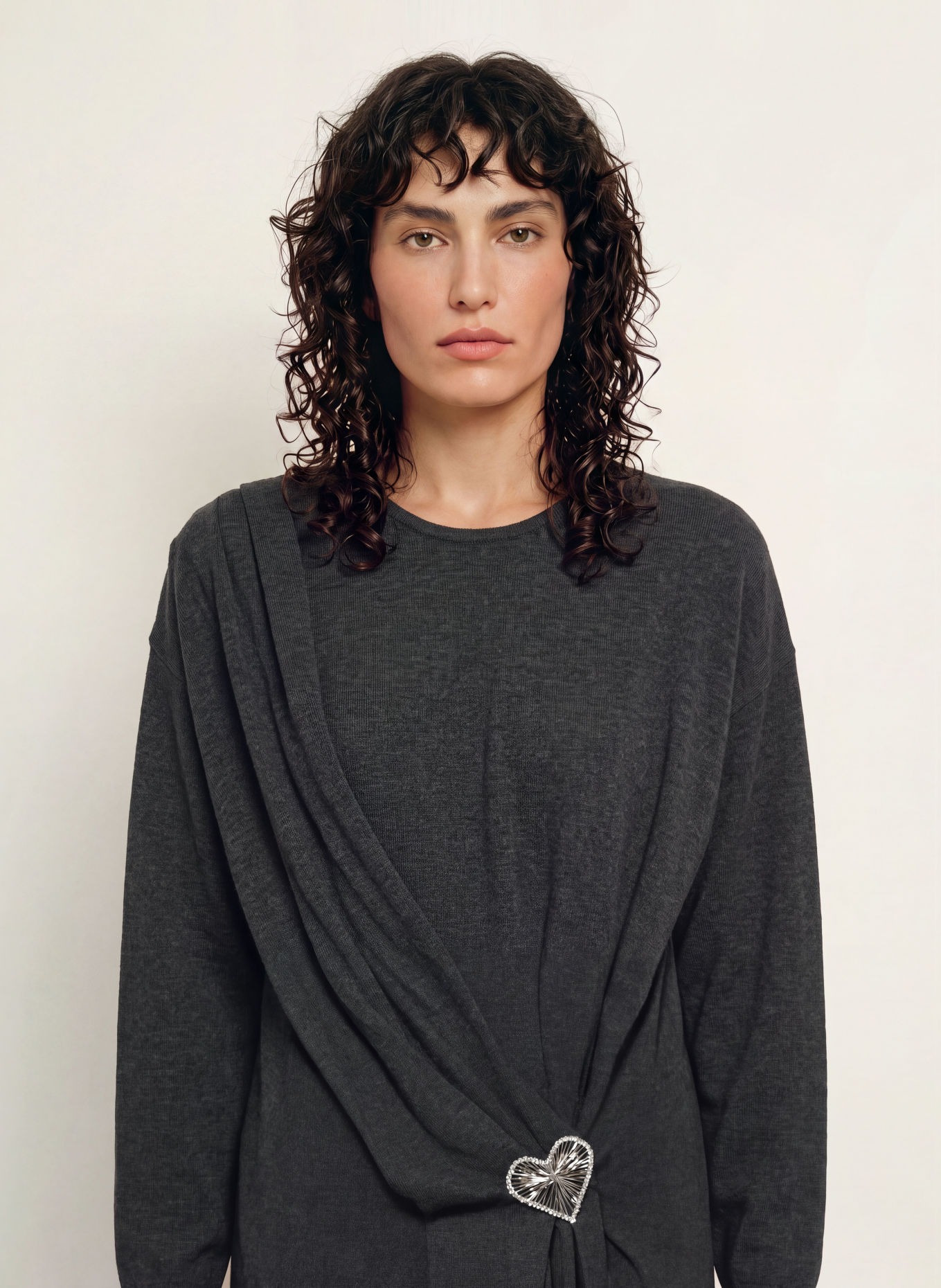 MARANT ÉTOILE Strickkleid FLORISSE mit Schmucksteinen: DUNKELGRAU