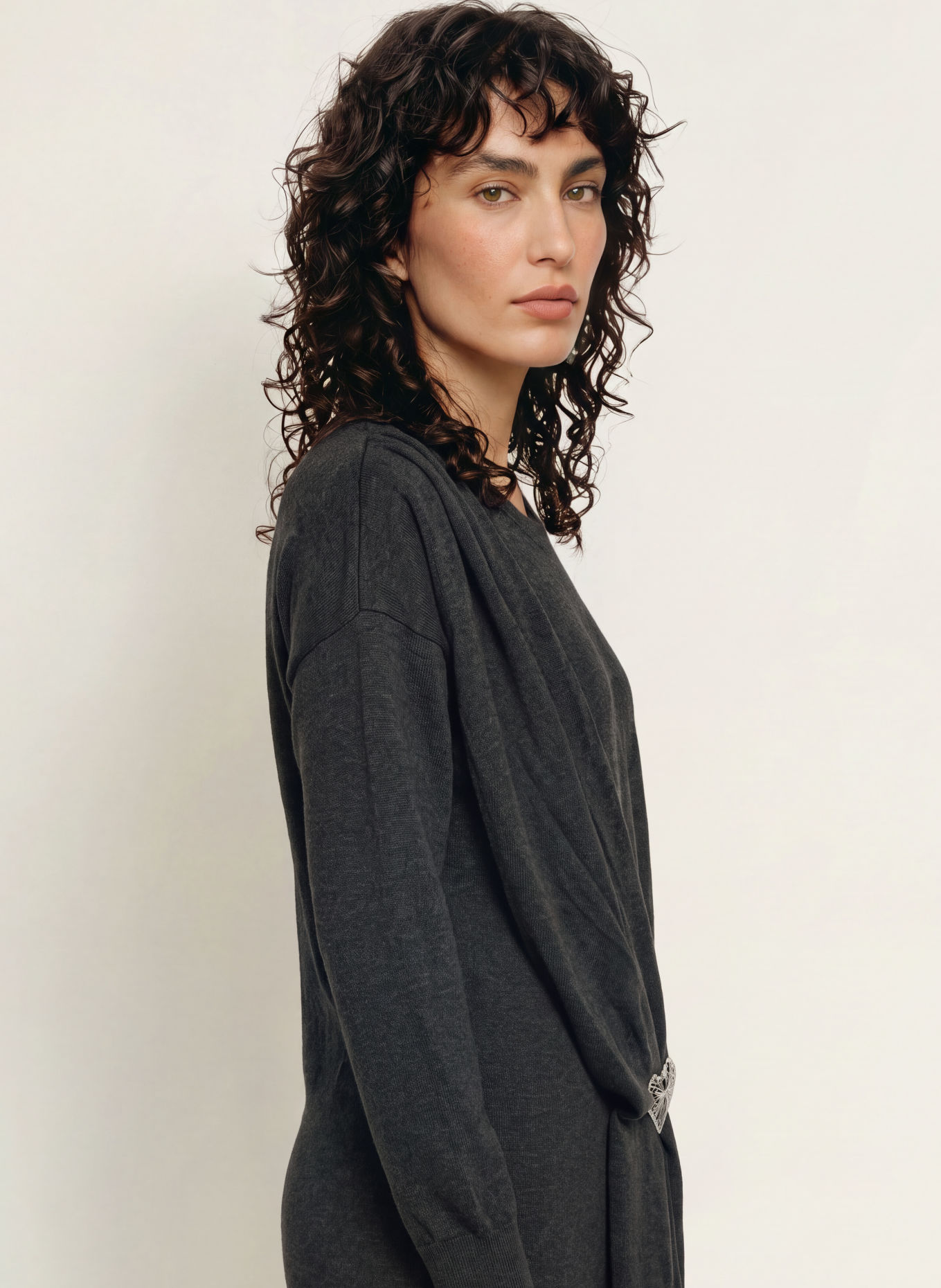 MARANT ÉTOILE Strickkleid FLORISSE mit Schmucksteinen: DUNKELGRAU